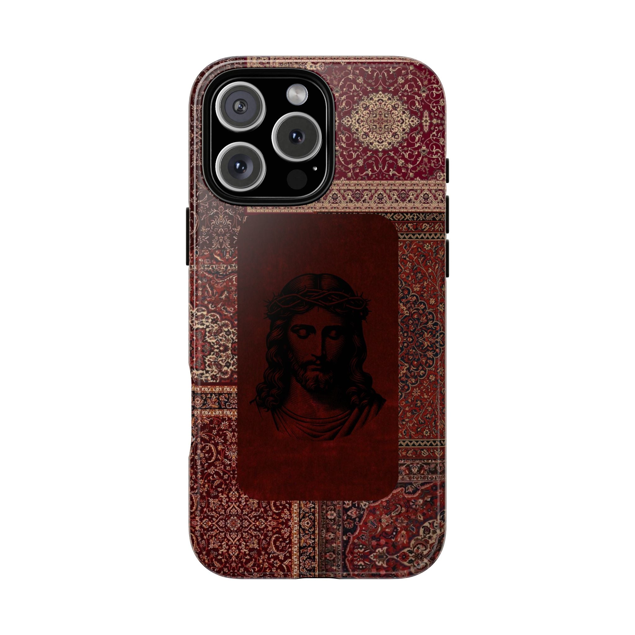 Religious Vintage Rug Phone Case — Jesus Portrait Tough Case