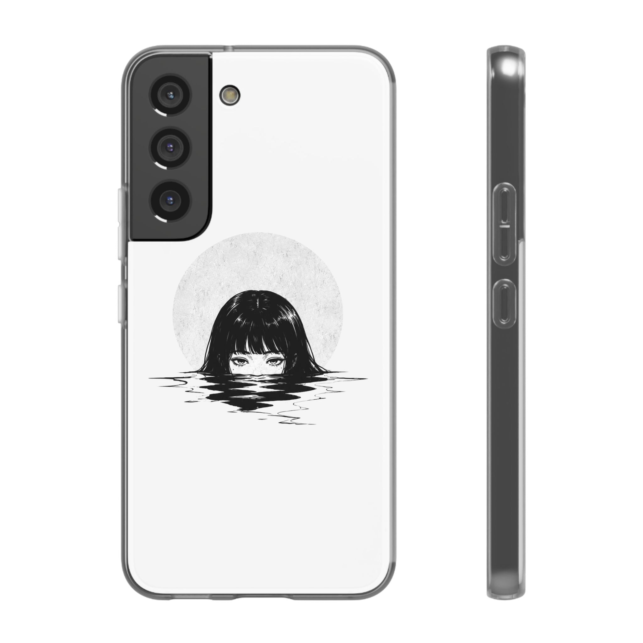 Minimalist Creepy Girl Moon Design