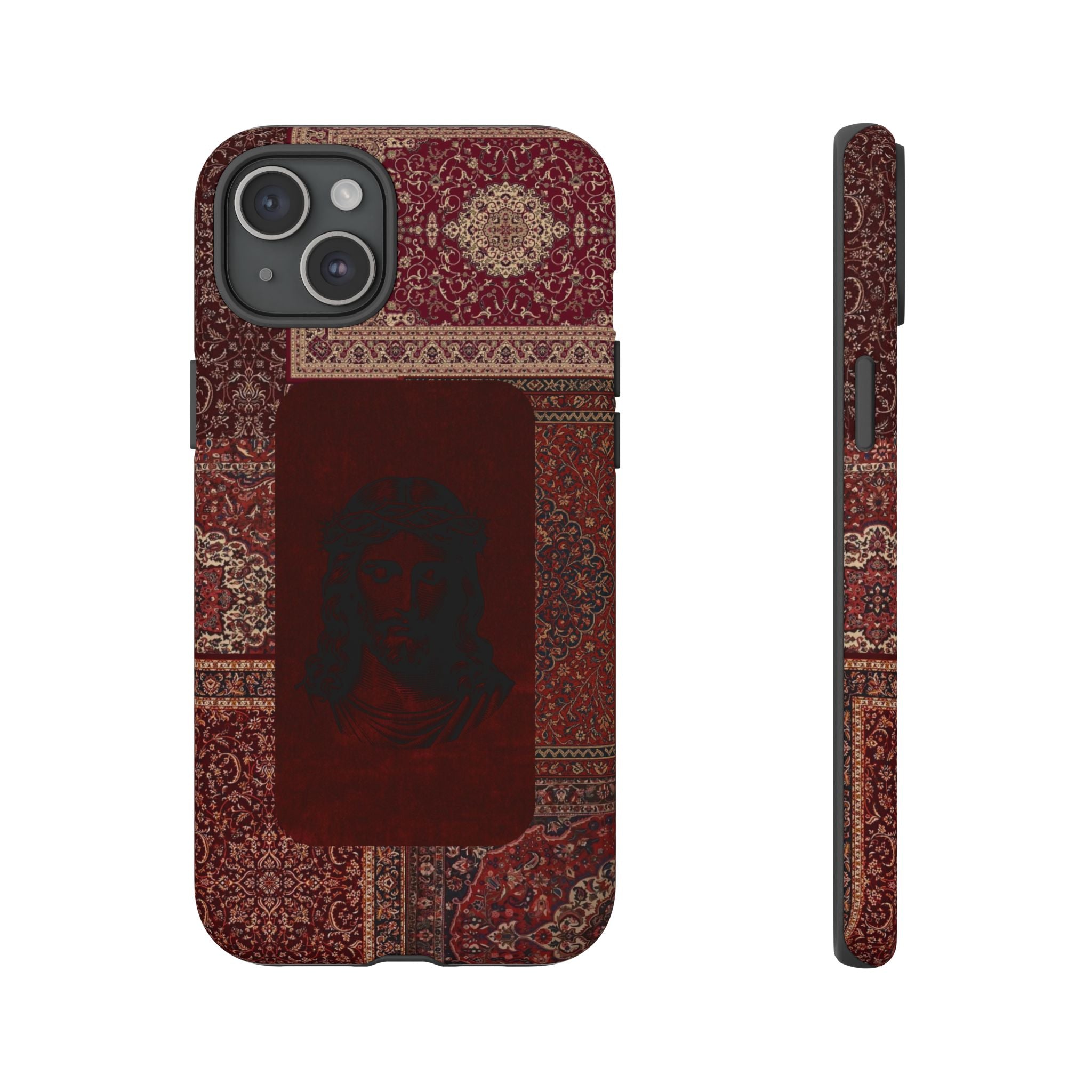 Religious Vintage Rug Phone Case — Jesus Portrait Tough Case