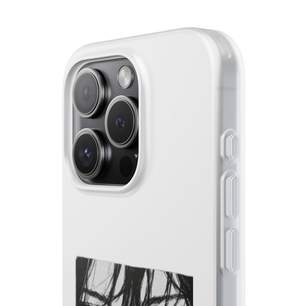 Anime Eyes Illustration Phone Case - Moody Black & White Flexi Case