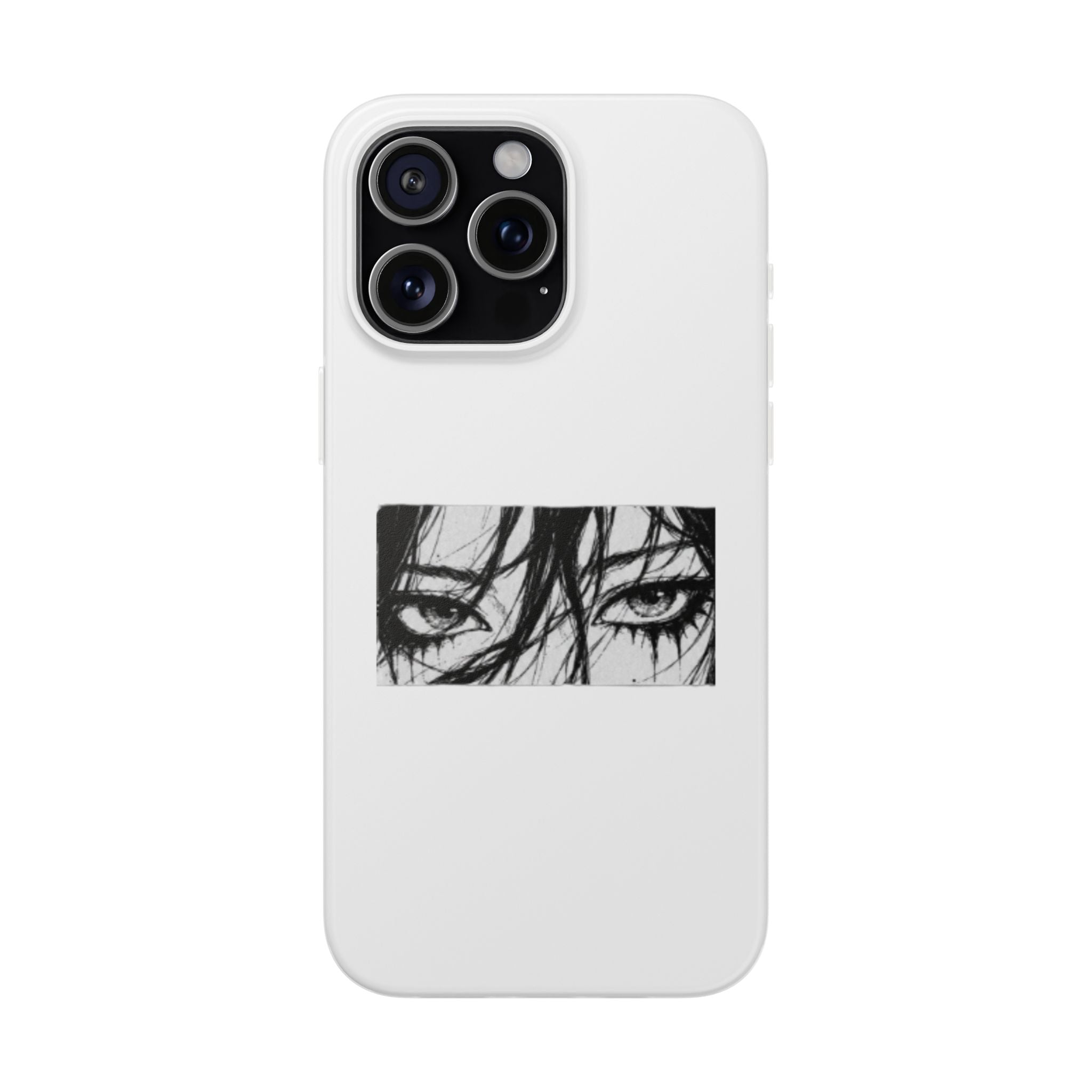 Anime Eyes Illustration Phone Case - Moody Black & White Flexi Case