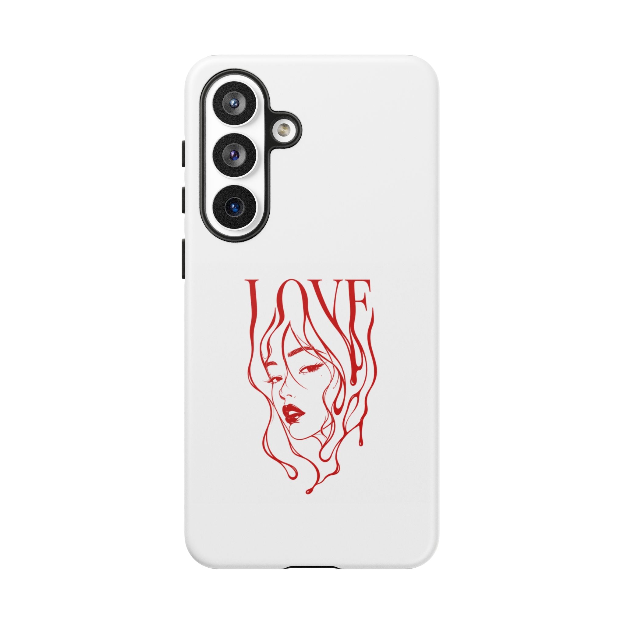 Red Line Art 'Love' Face Design - Tough Case