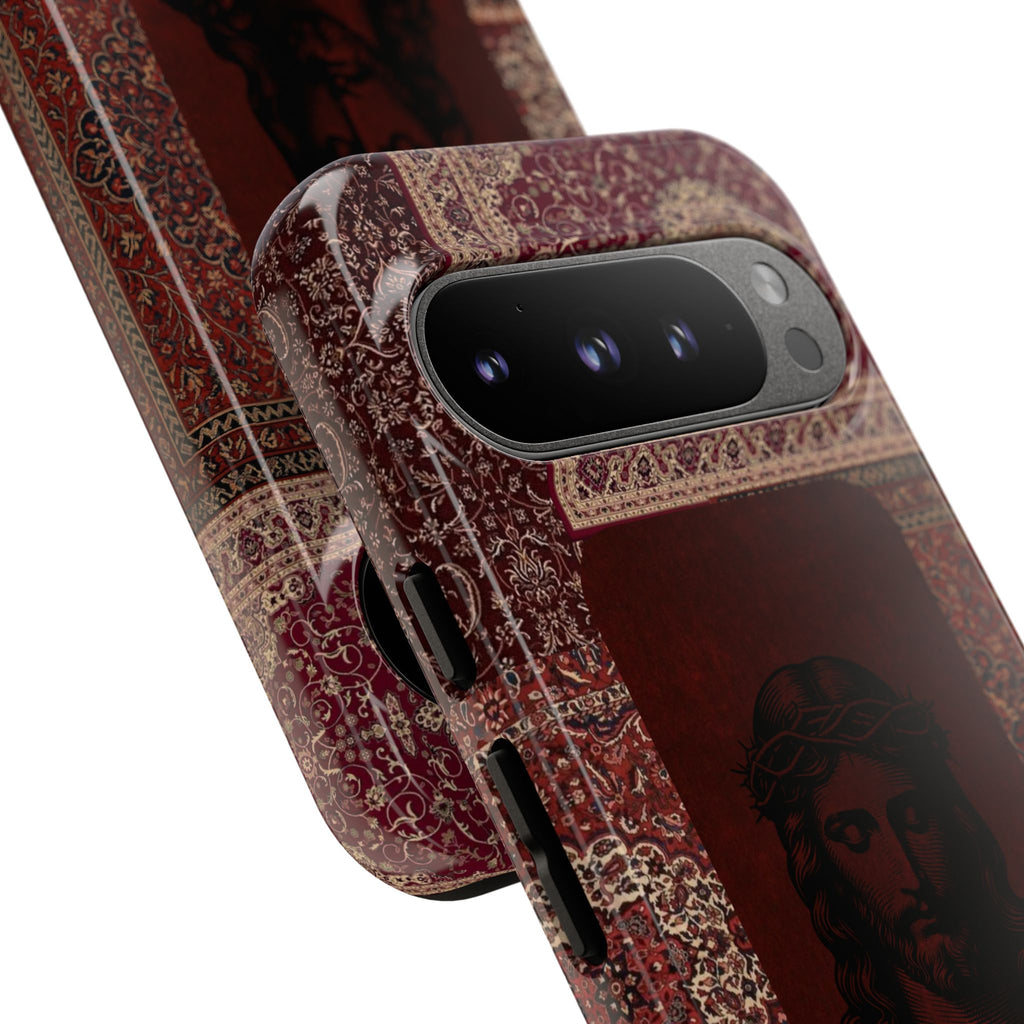 Religious Vintage Rug Phone Case — Jesus Portrait Tough Case