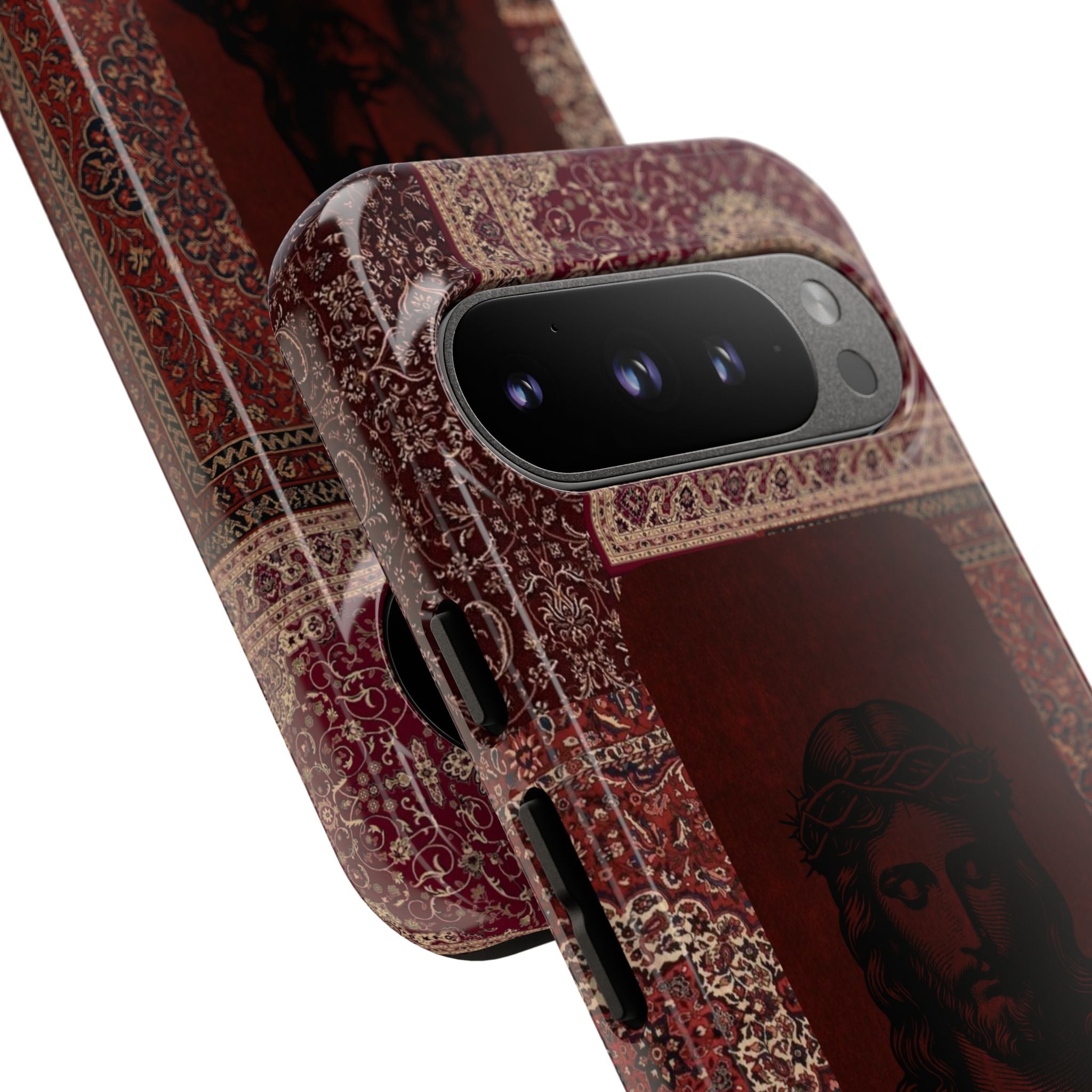 Religious Vintage Rug Phone Case — Jesus Portrait Tough Case
