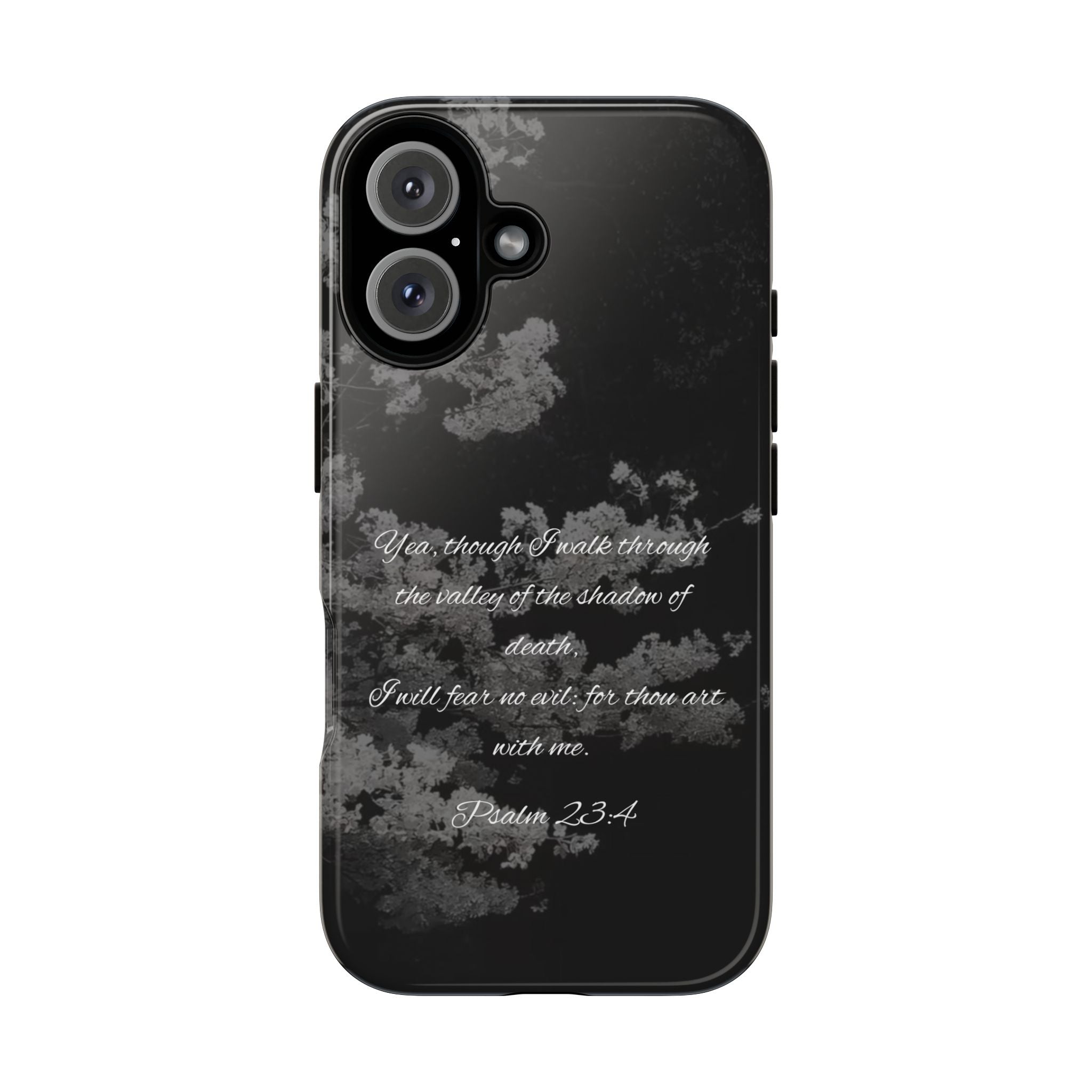 Bible Verse Phone Case — Psalm 23:4 Comfort Black Protective Cover