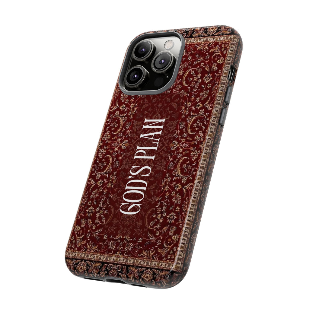 God's Plan — Vintage Tapestry Christian Tough Phone Case | Boho Faith Cover