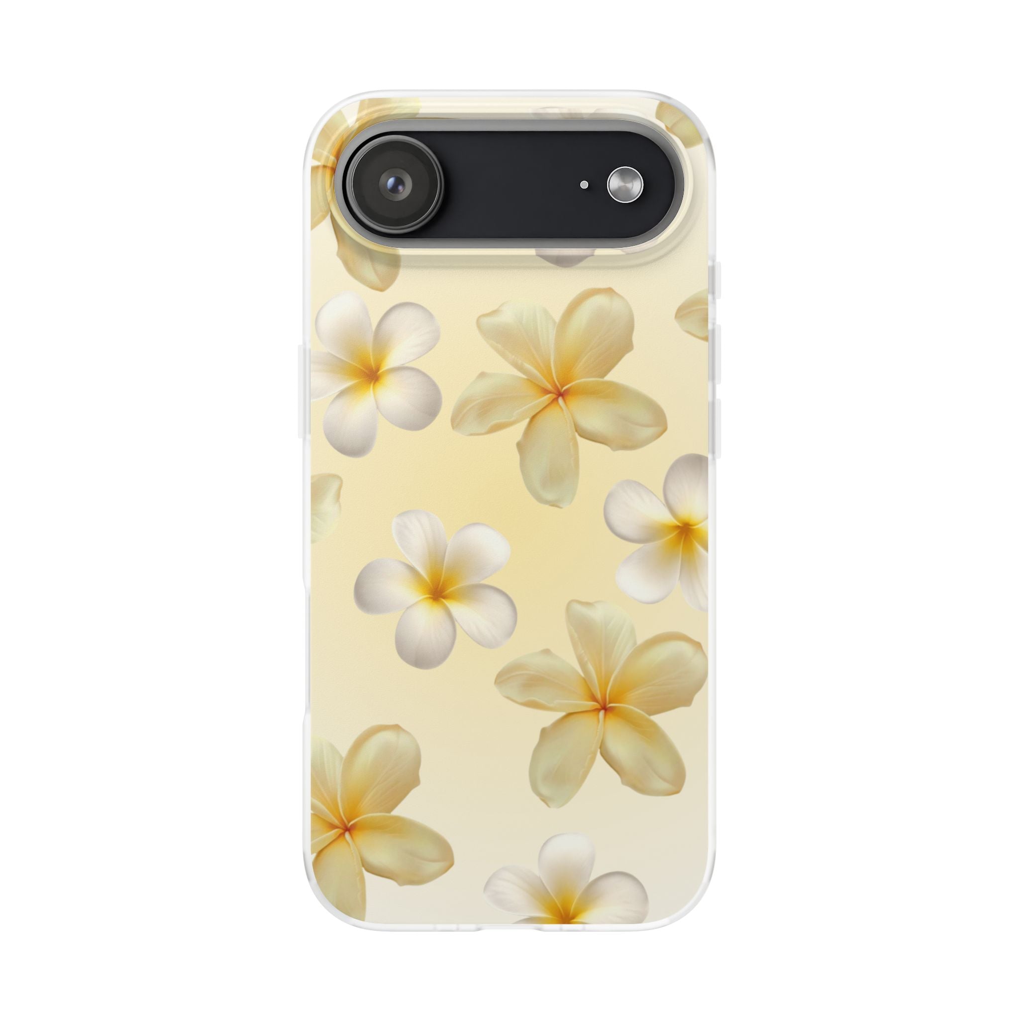 Plumeria Floral Flexi Phone Case — Tropical Yellow Flower Protective Cover