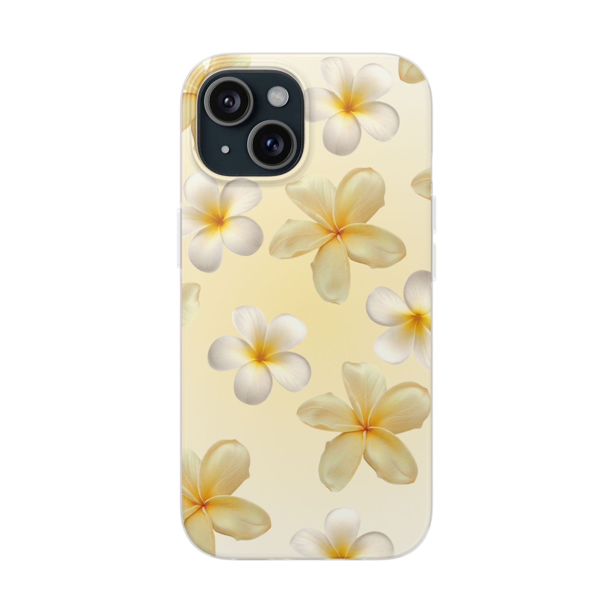 Plumeria Floral Flexi Phone Case — Tropical Yellow Flower Protective Cover