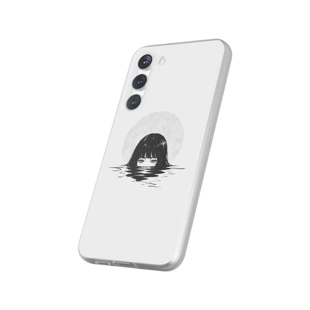 Minimalist Creepy Girl Moon Design