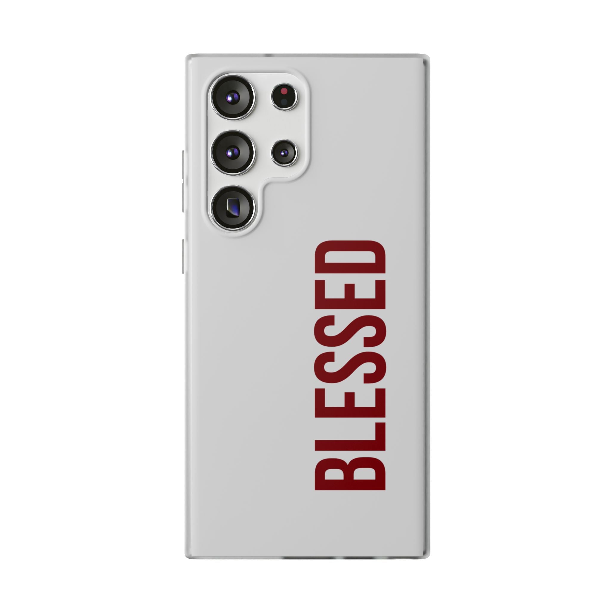 Blessed Phone Case — Vertical Red Typography Clear Flexi Case