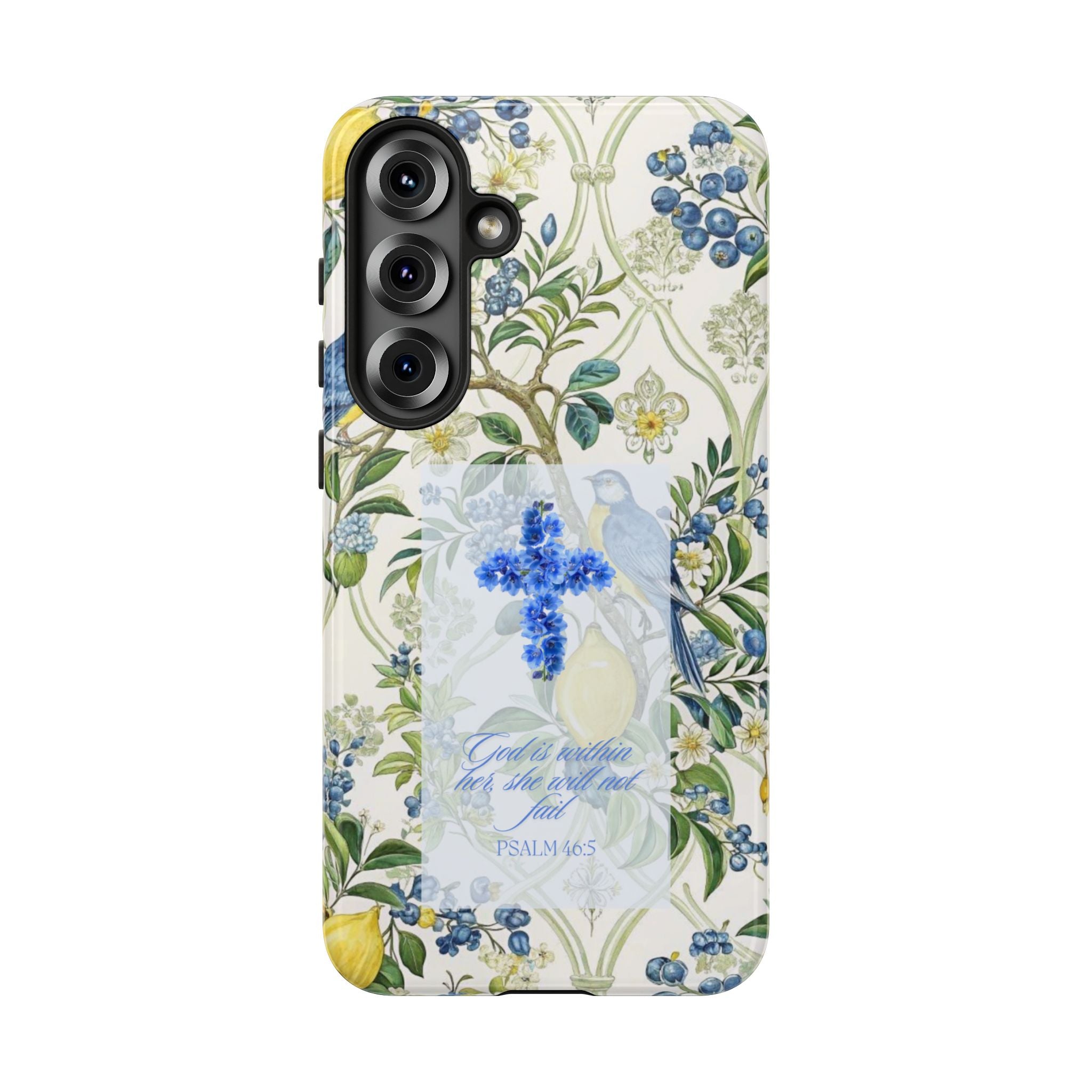 Floral Cross Tough Phone Case — Psalms Blessing Protective Cover