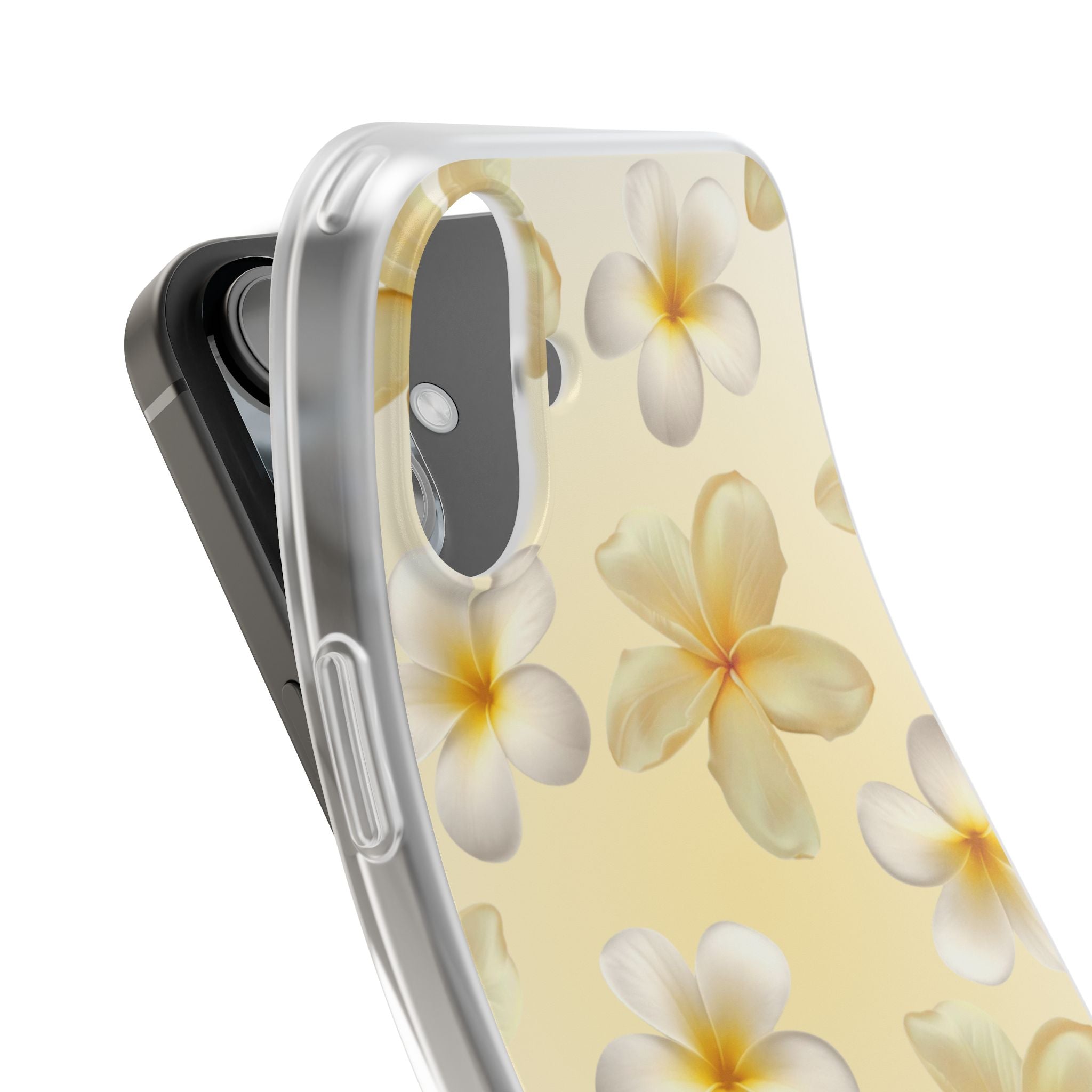 Plumeria Floral Flexi Phone Case — Tropical Yellow Flower Protective Cover