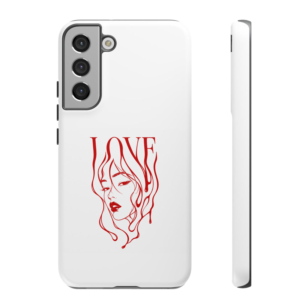 Red Line Art 'Love' Face Design - Tough Case