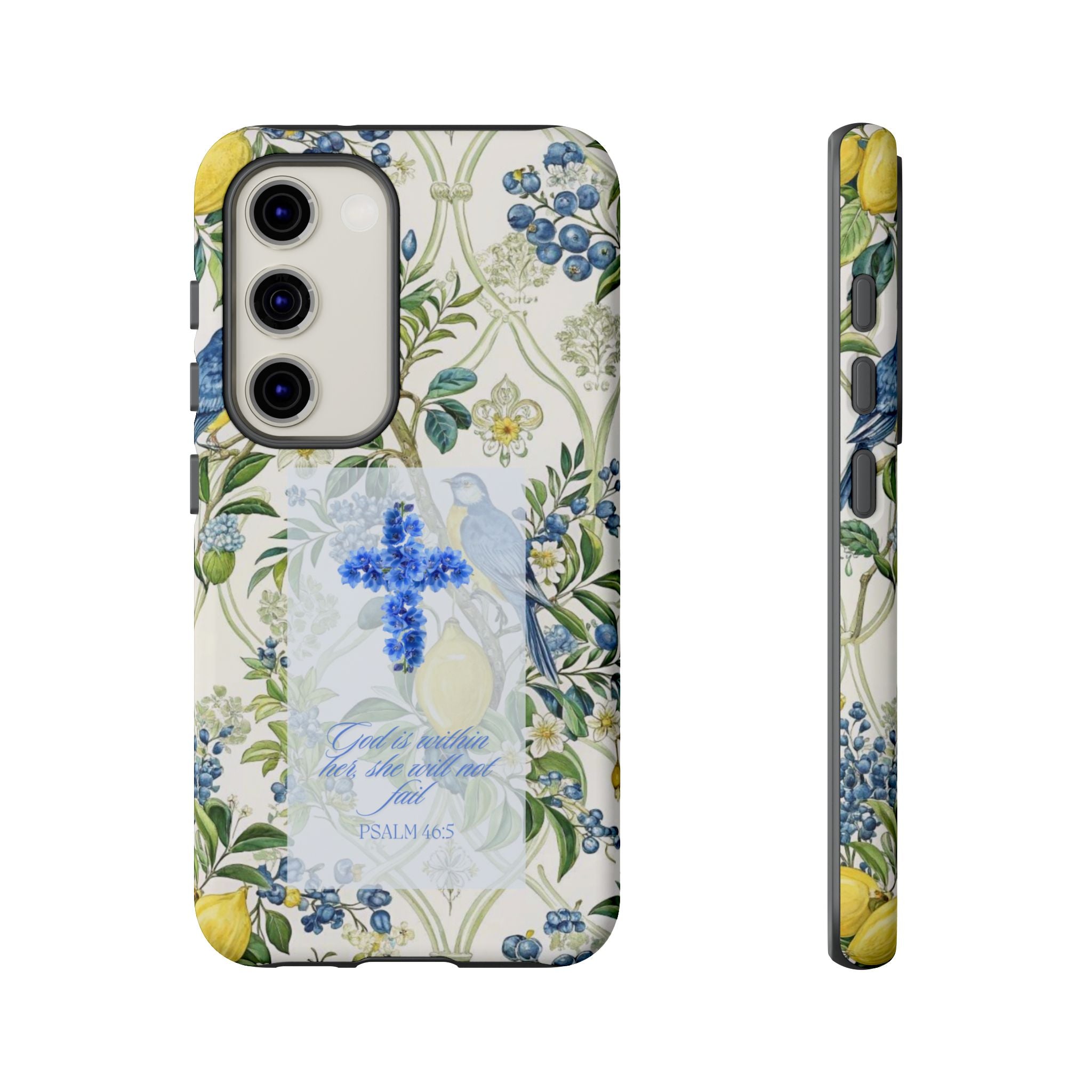 Floral Cross Tough Phone Case — Psalms Blessing Protective Cover