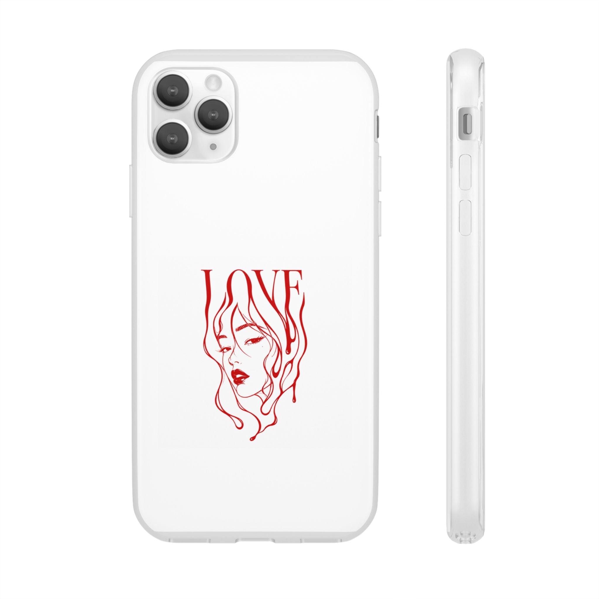 Red Line Art 'LOVE'  Face Design - Flexi Case