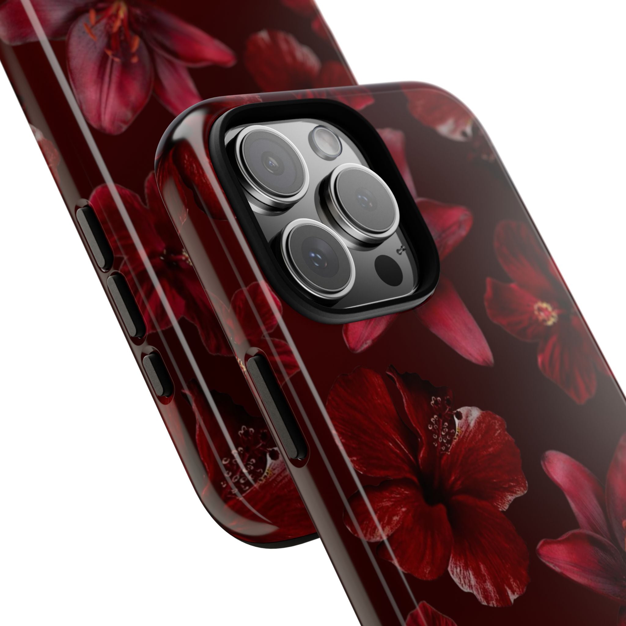 Tough Cases - Dark Red Floral Phone Case