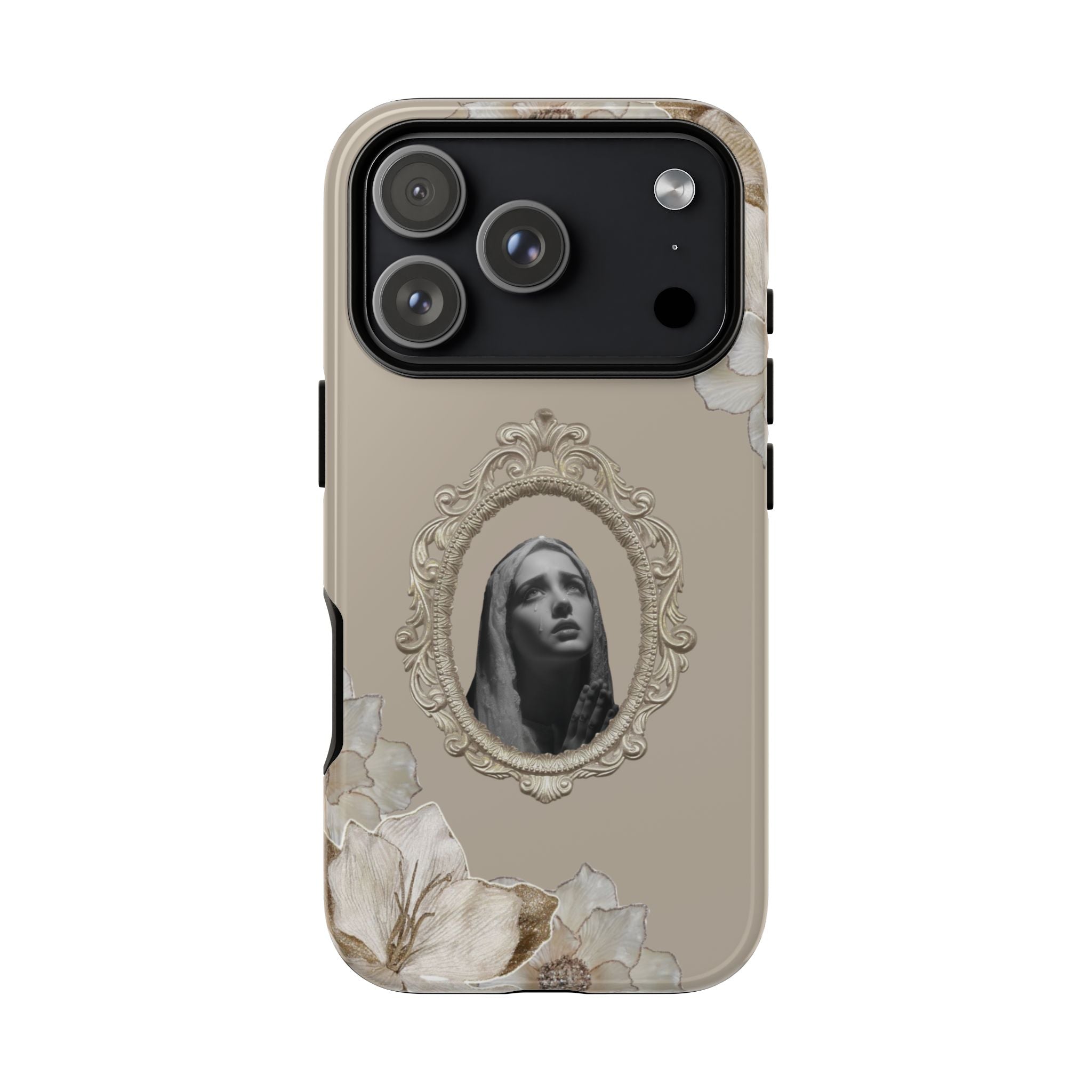 Vintage Floral Phone Case with Sacred Madonna Portrait