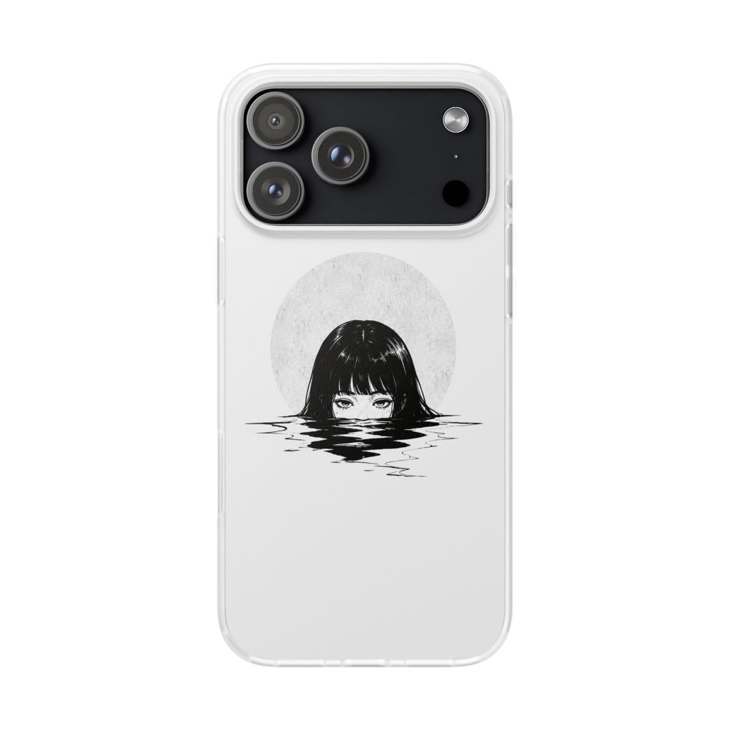 Minimalist Creepy Girl Moon Design