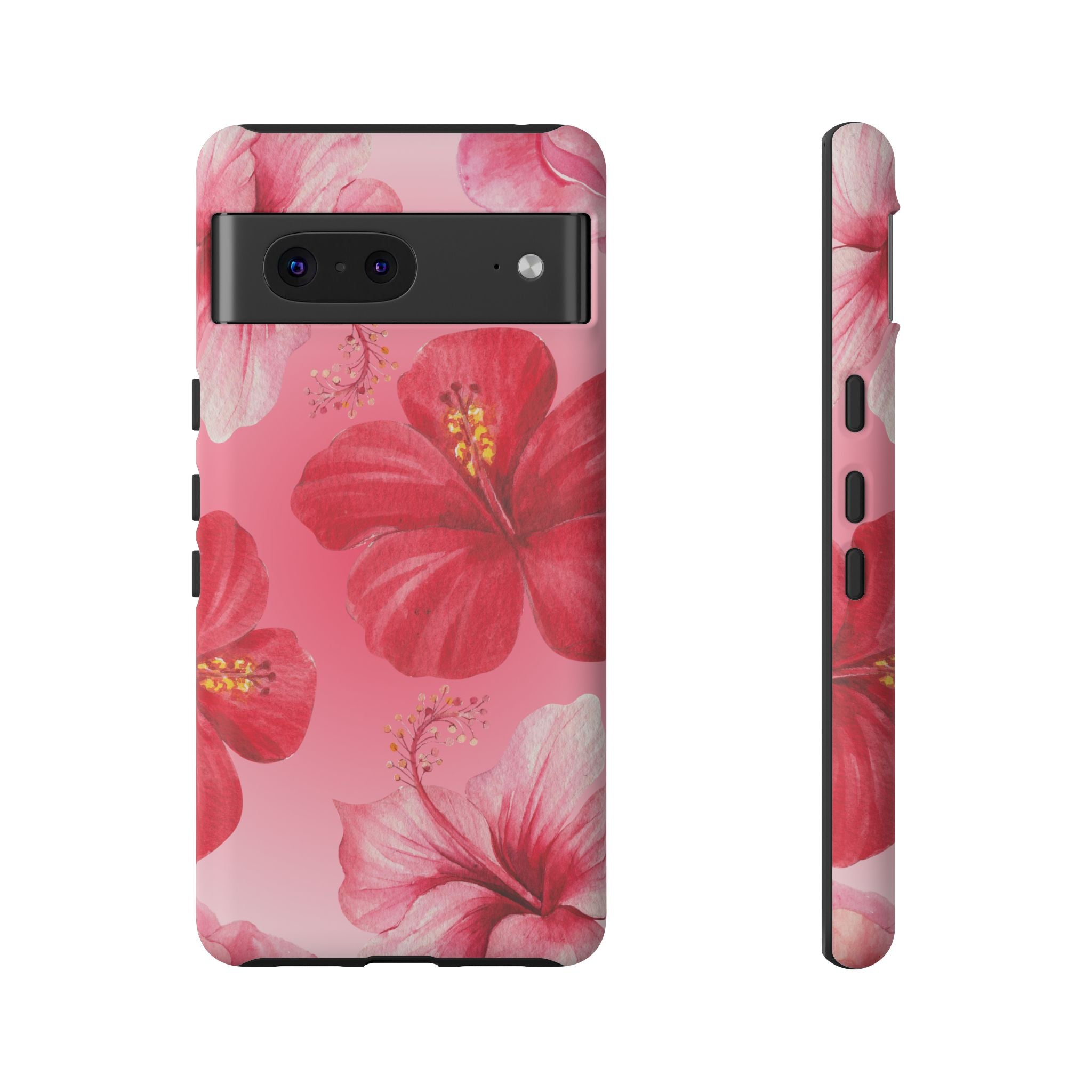 Hibiscus Pink Tough Phone Case — Floral Tropical Protective Cover