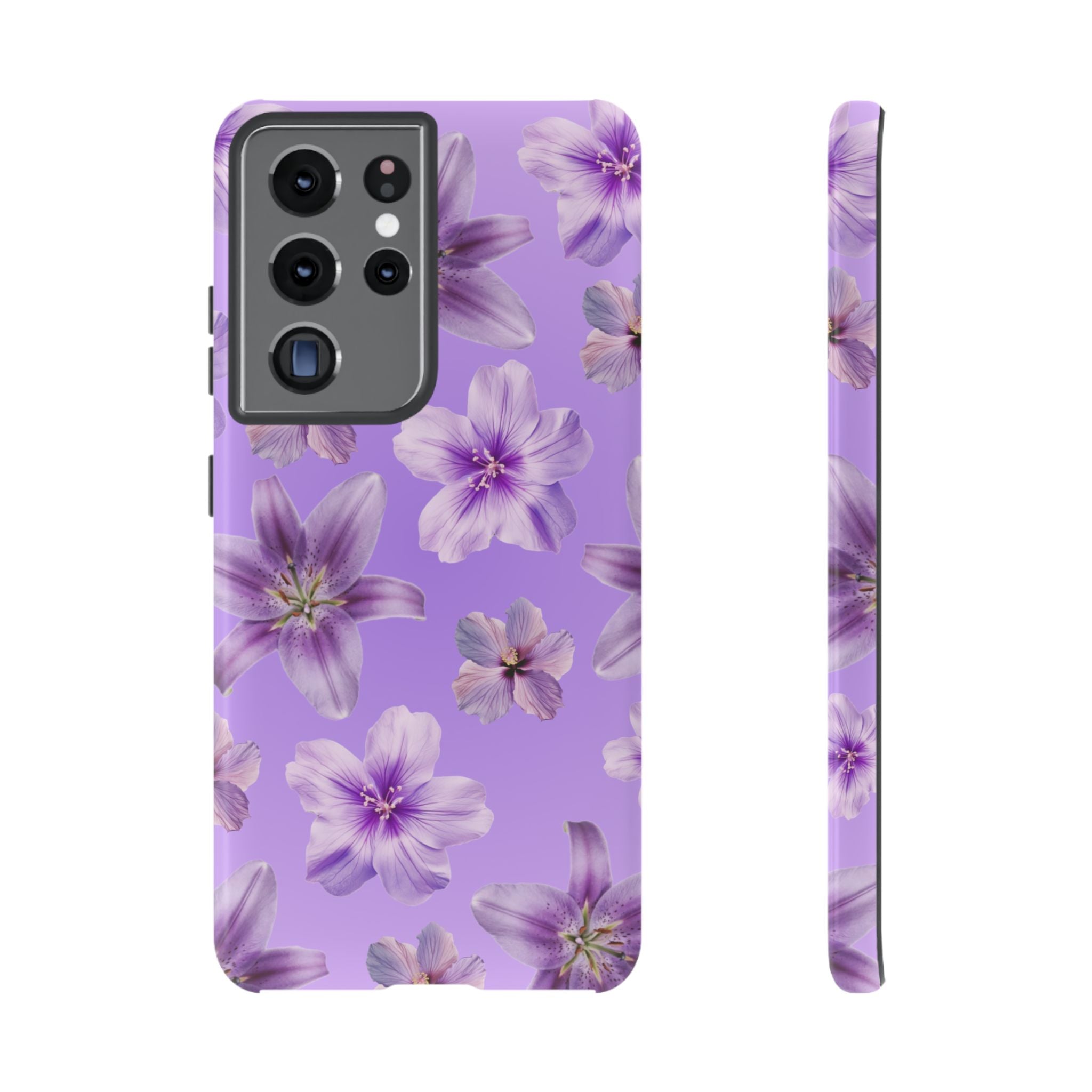 Floral Lavender Tough Phone Case – Purple Blossom Protective Cover
