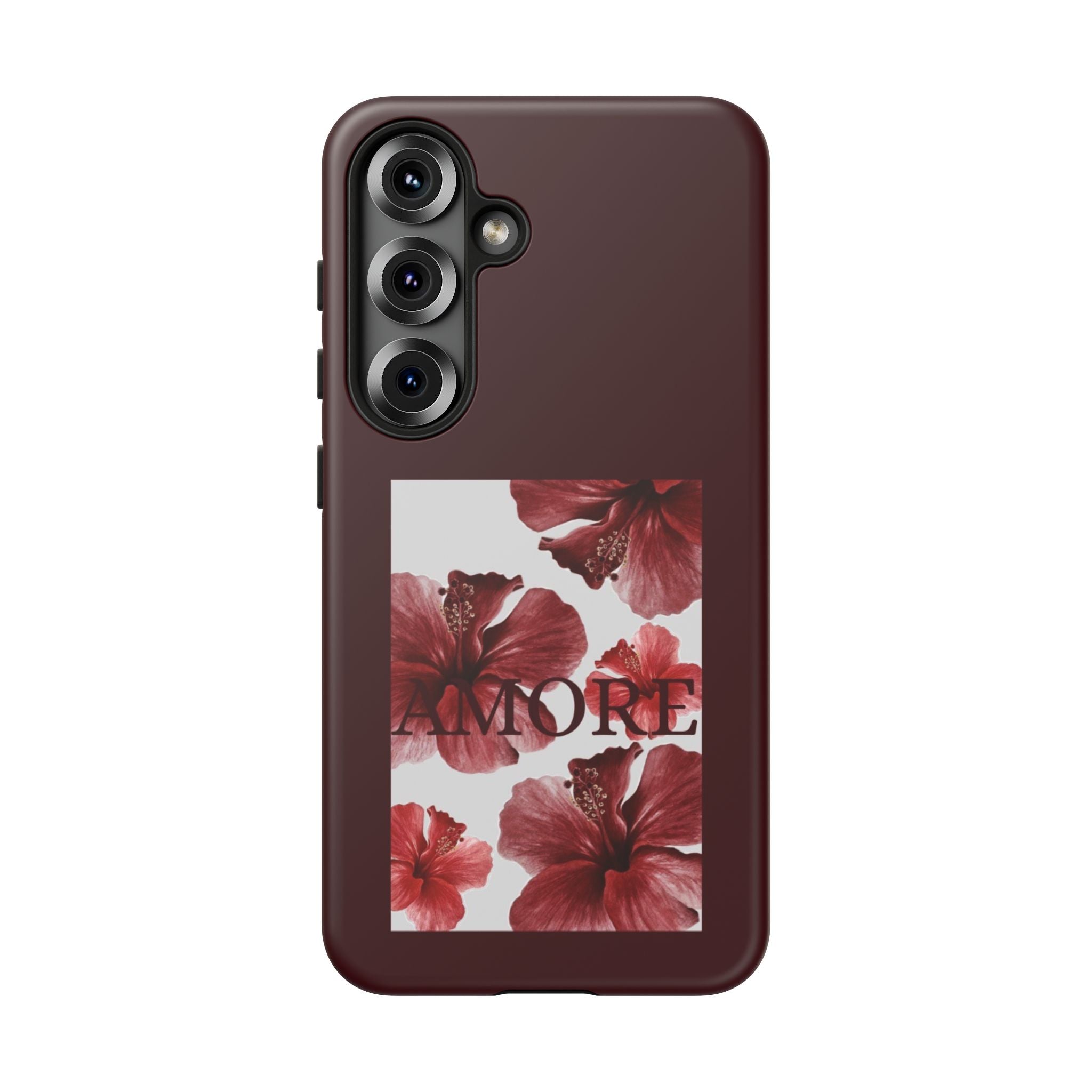 Amore Floral Phone Case — Burgundy Tough Protective Cover