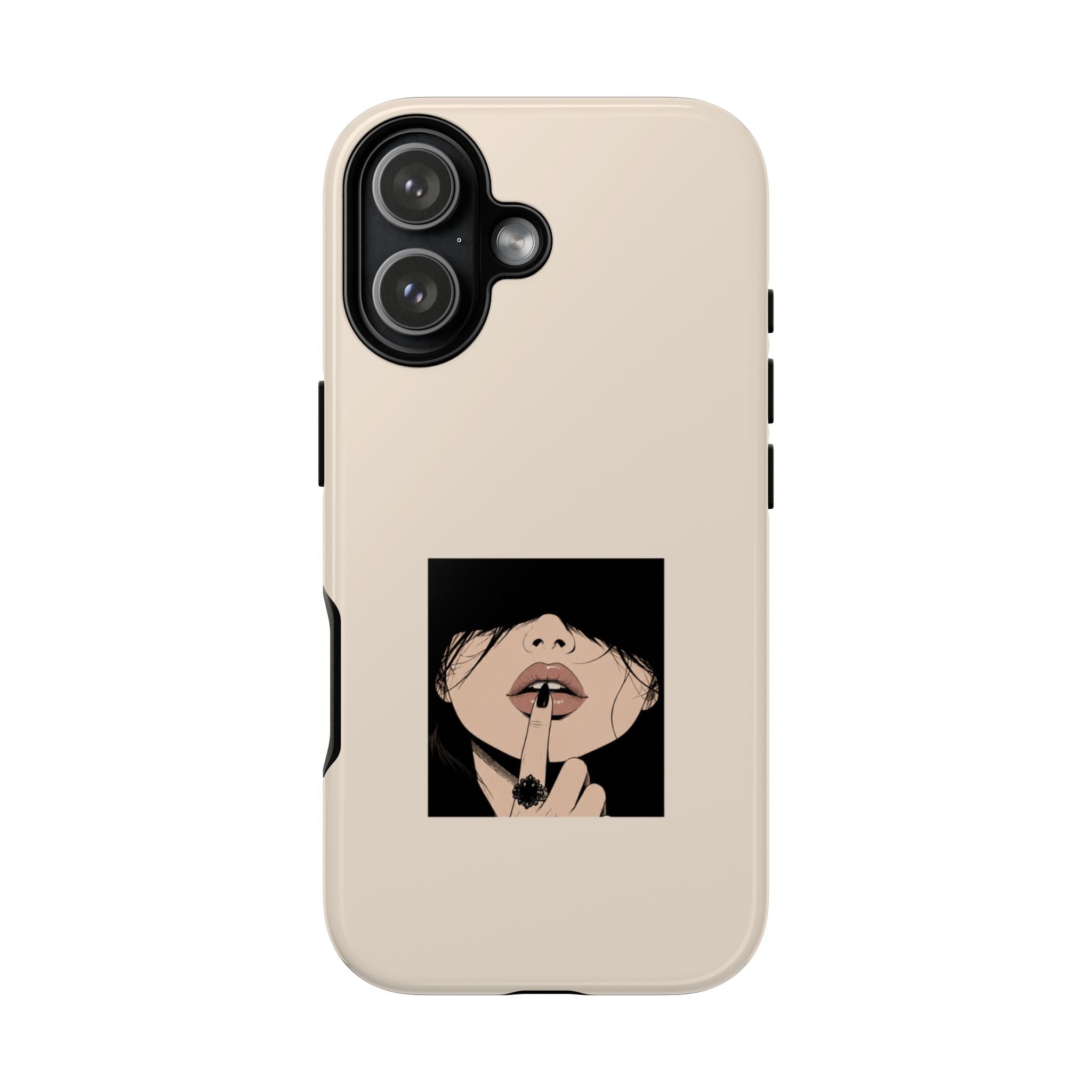 Minimal Anime Girl Shh Design, Edgy Aesthetic Protective Cover