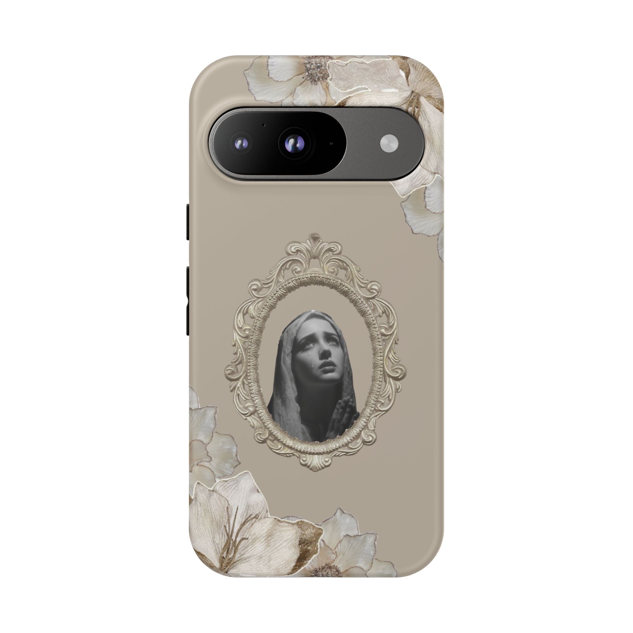 Vintage Floral Phone Case with Sacred Madonna Portrait