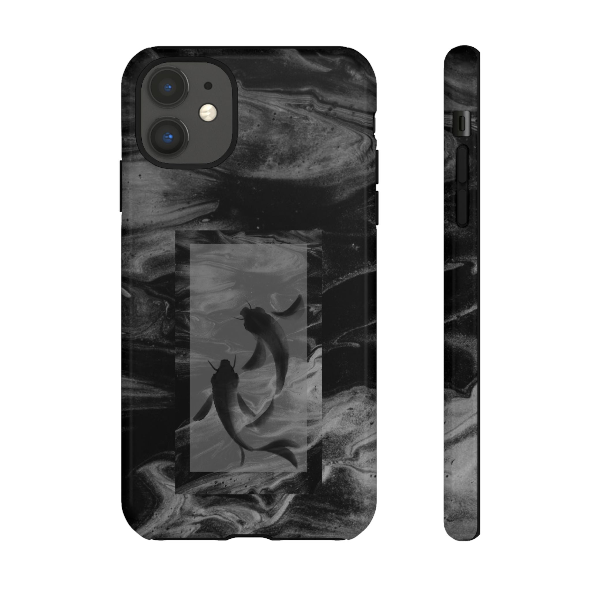 Koi Yin-Yang Marble Phone Case – Black Smoky Art Protection