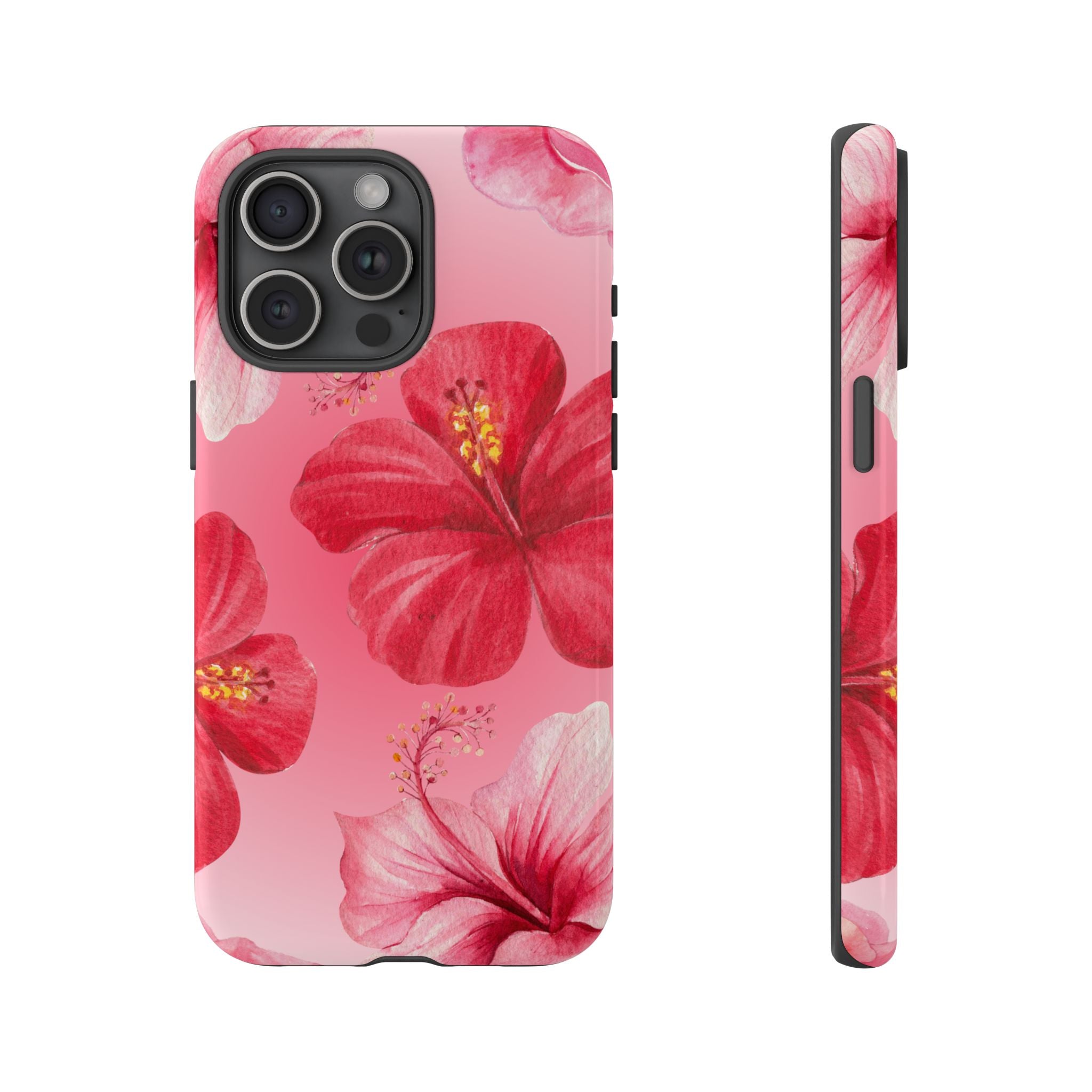 Hibiscus Pink Tough Phone Case — Floral Tropical Protective Cover