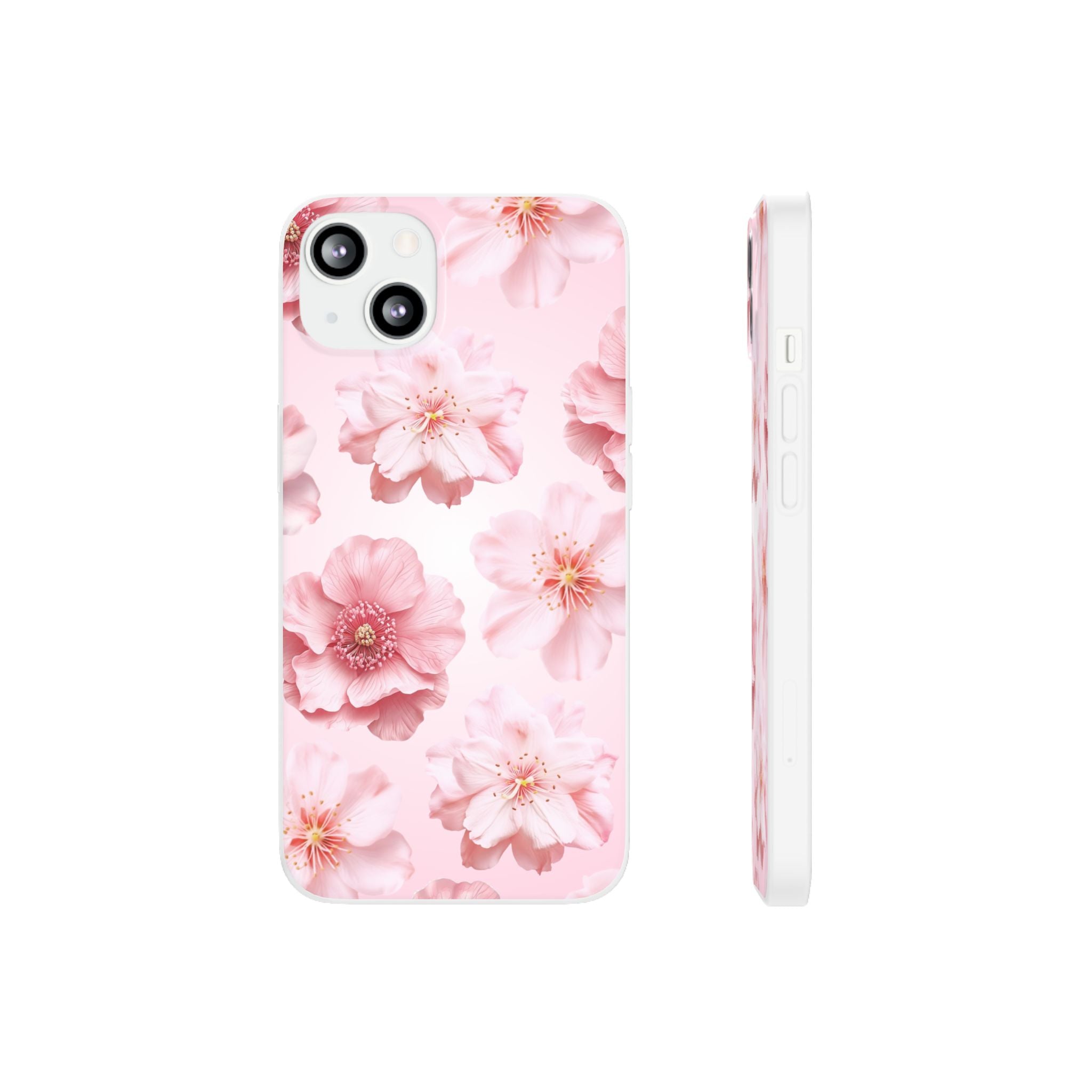 Pink Cherry Blossom Phone Case — Floral Slim Flexi Case for iPhone