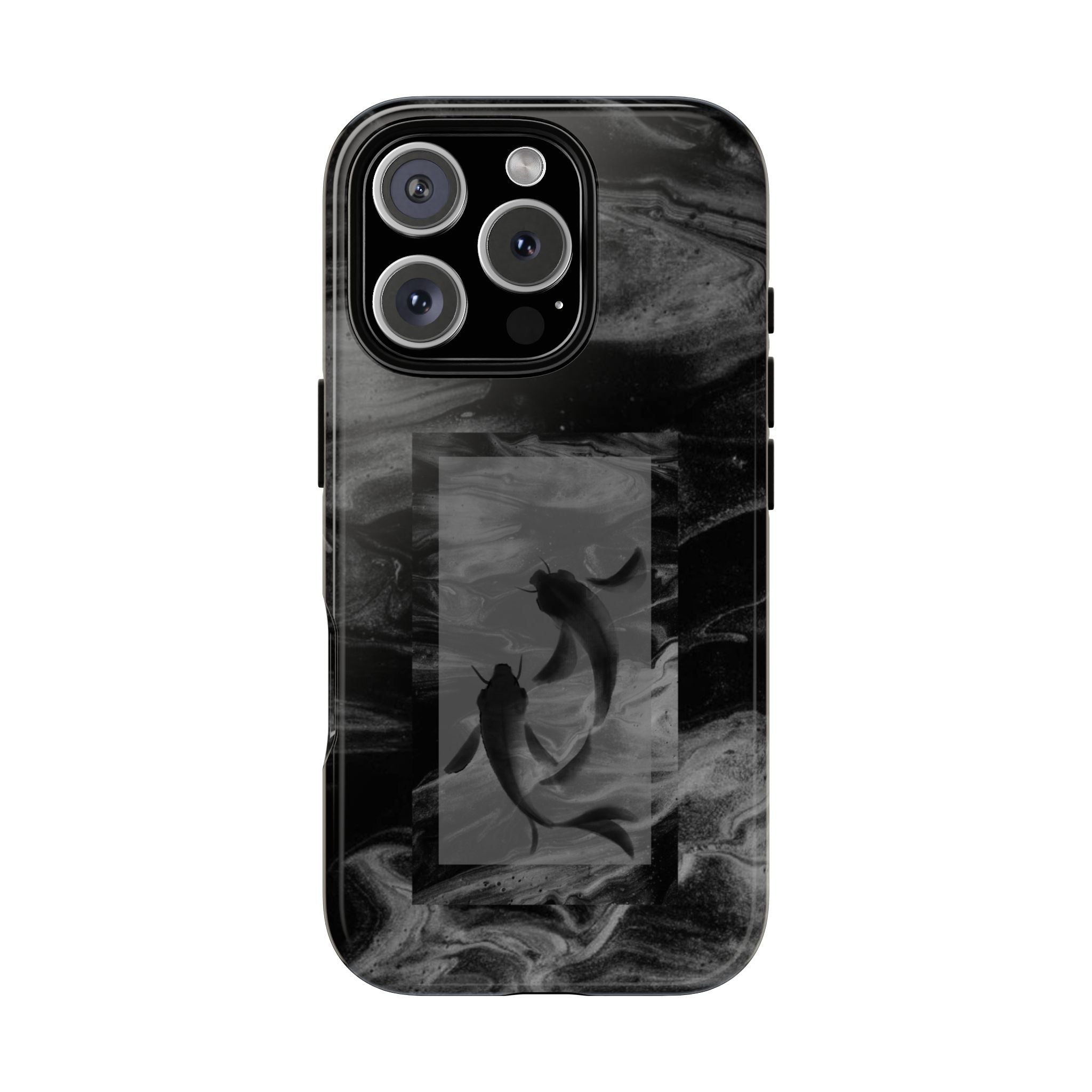 Koi Yin-Yang Marble Phone Case – Black Smoky Art Protection