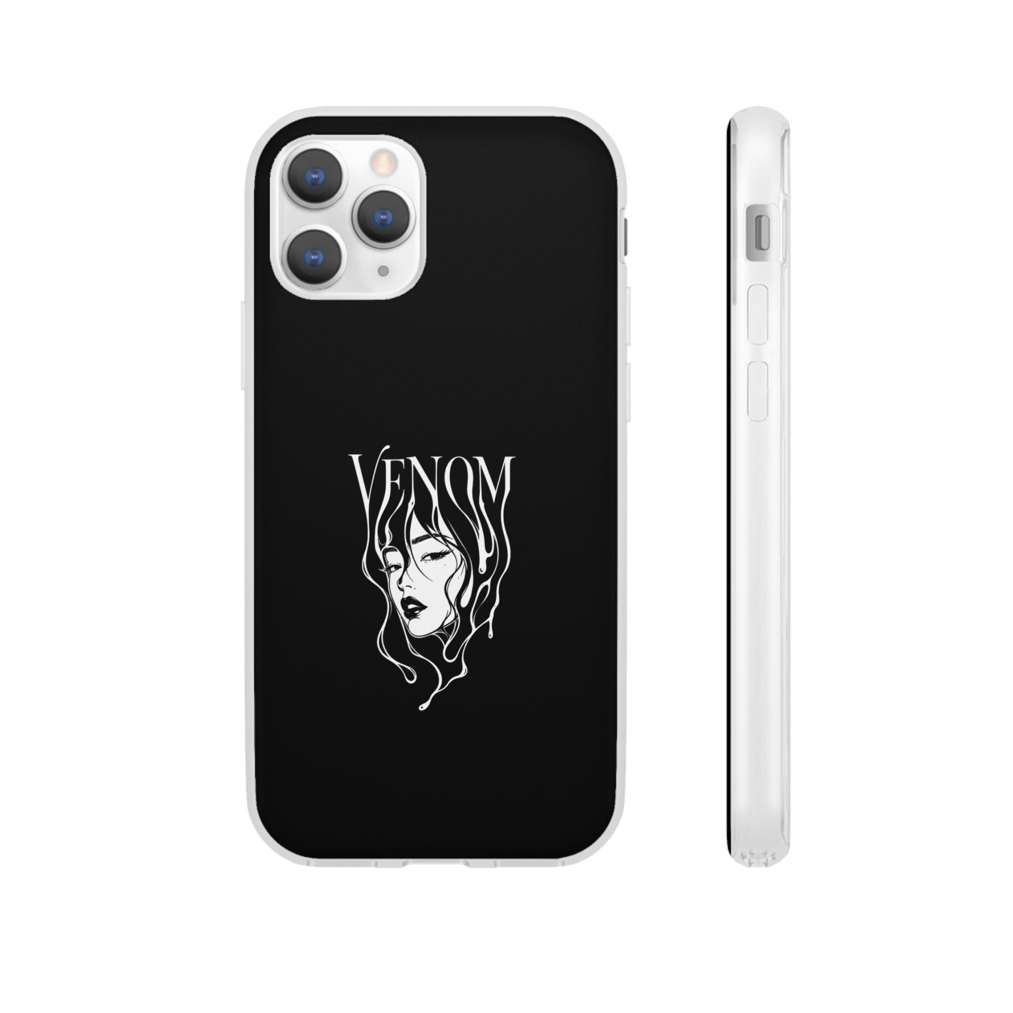 Venom Goth Phone Case — Black Protective Flexible Phone Case with Dark Femme Artwork