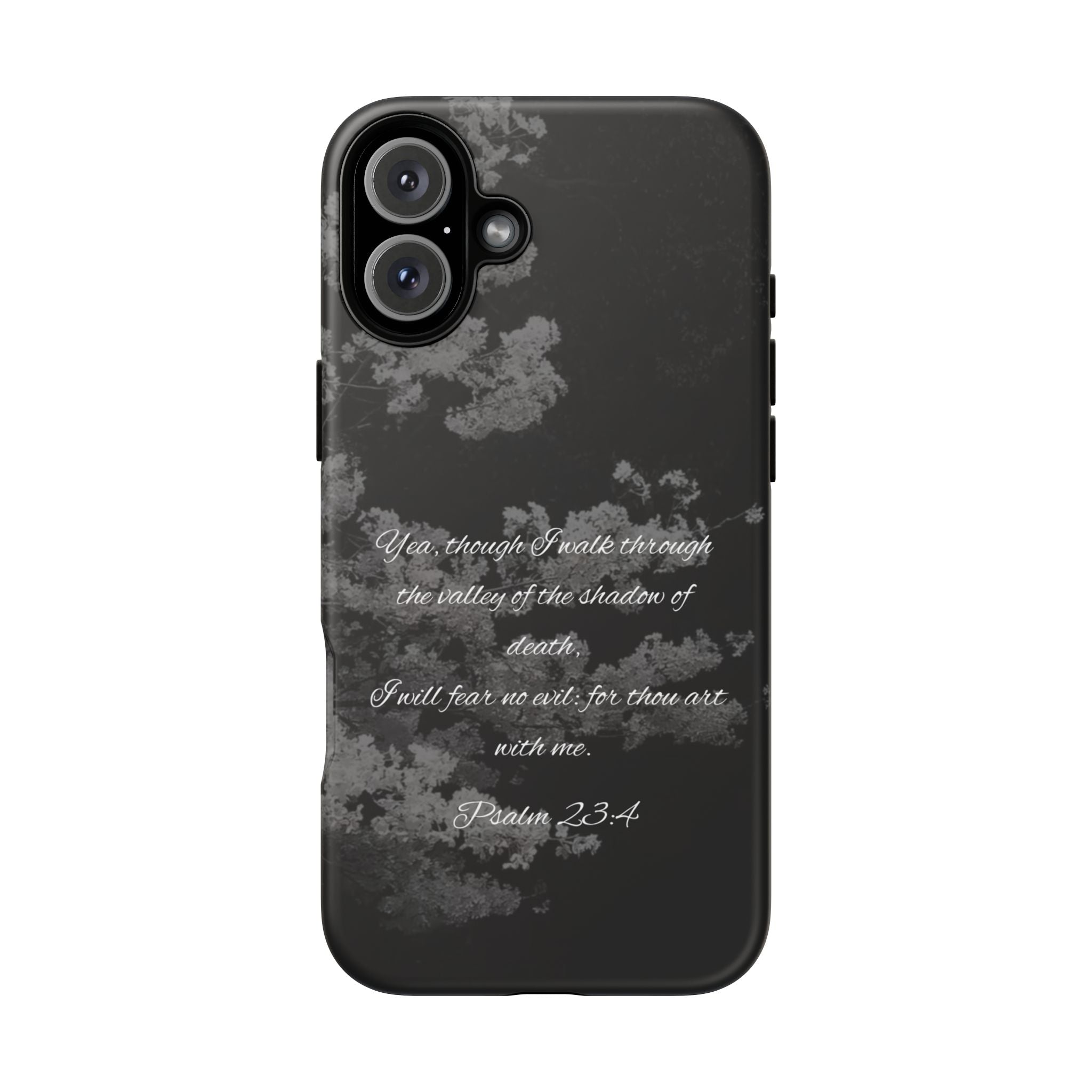 Bible Verse Phone Case — Psalm 23:4 Comfort Black Protective Cover