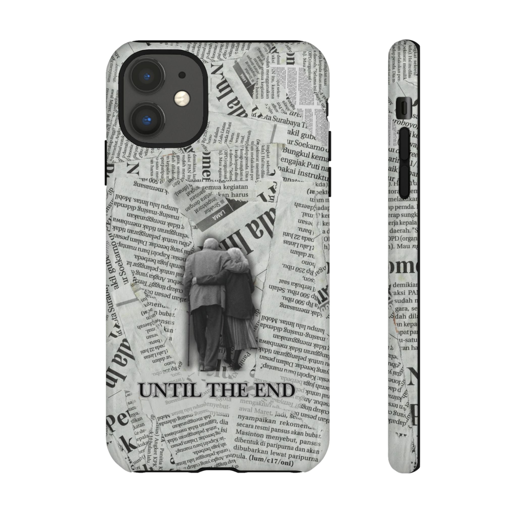 Until the End Newspaper Collage Phone Case
