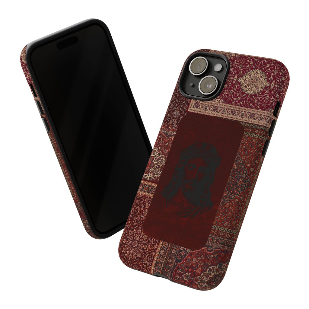 Religious Vintage Rug Phone Case — Jesus Portrait Tough Case