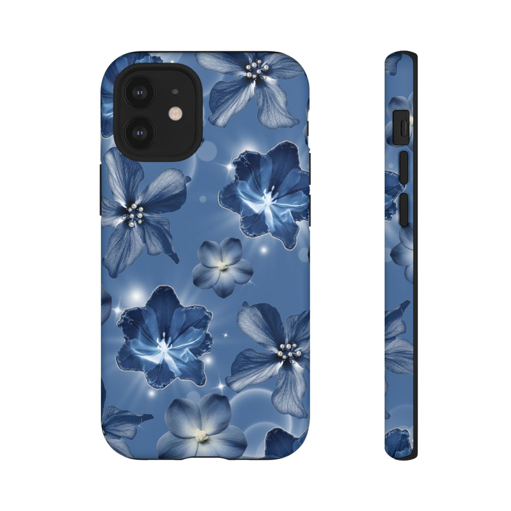 Blue Floral Tough Phone Case — Protective Blossom Design