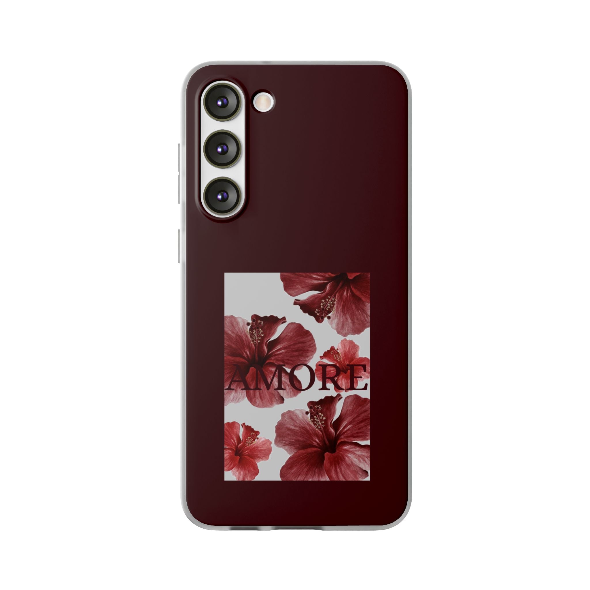 Floral Amore Phone Case — Burgundy Hibiscus Flexible Protection