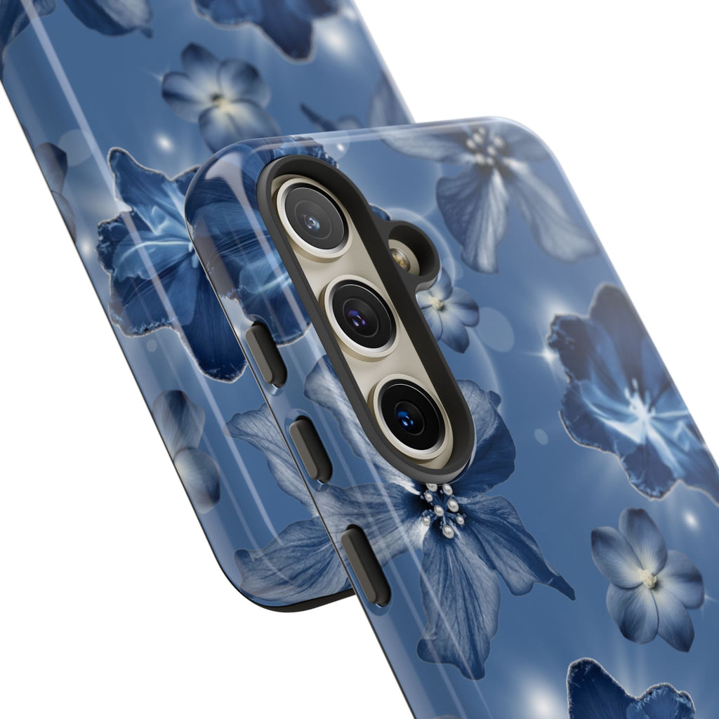 Blue Floral Tough Phone Case — Protective Blossom Design