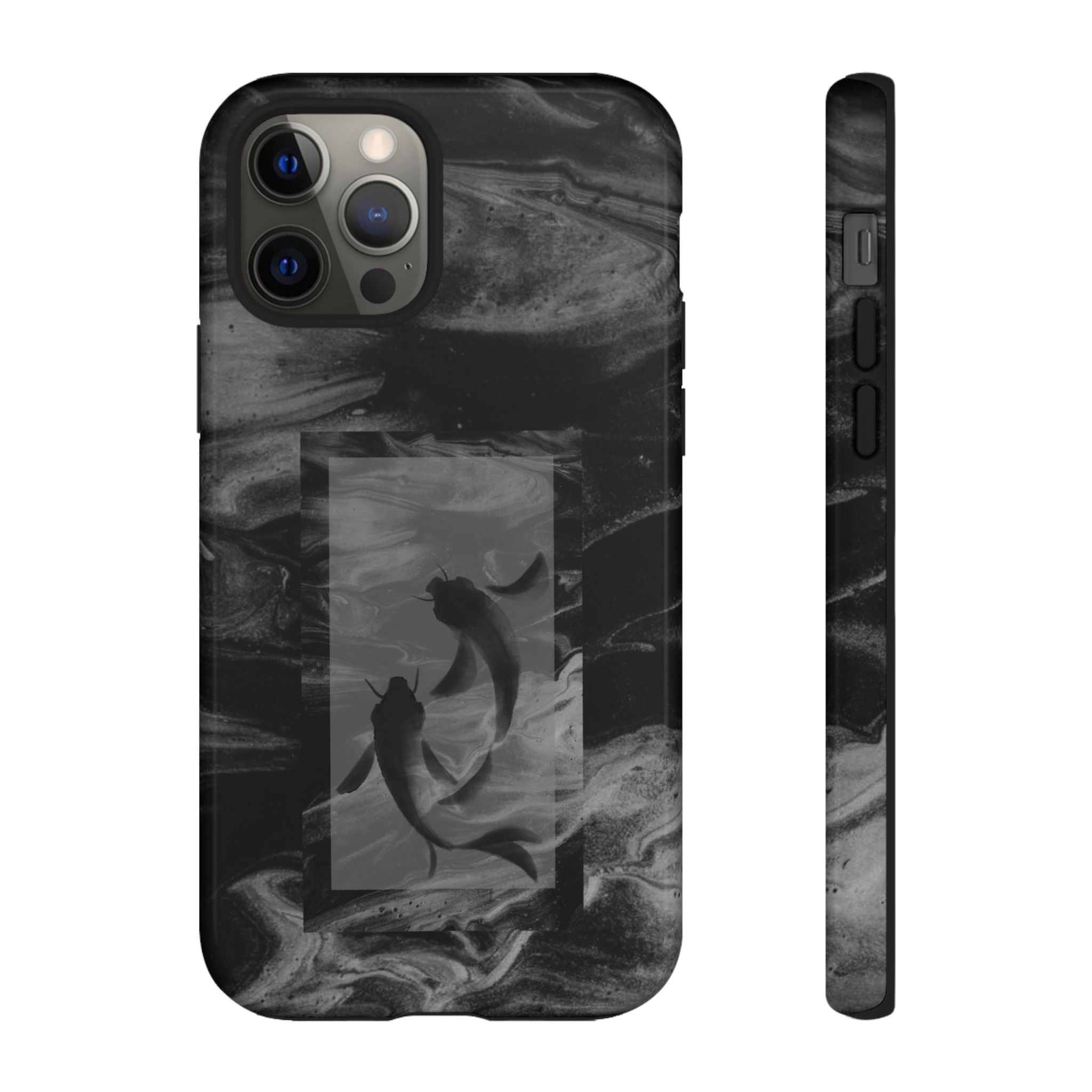 Koi Yin-Yang Marble Phone Case – Black Smoky Art Protection