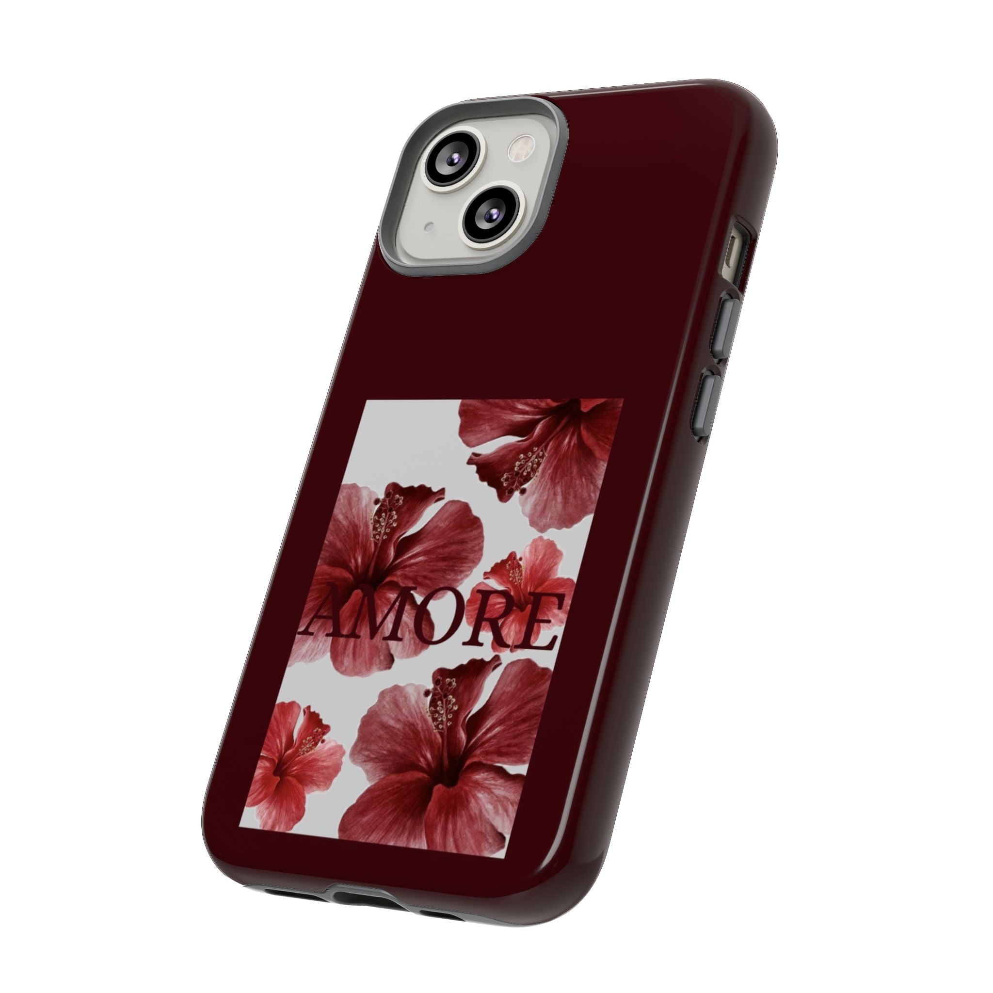 Amore Floral Phone Case — Burgundy Tough Protective Cover