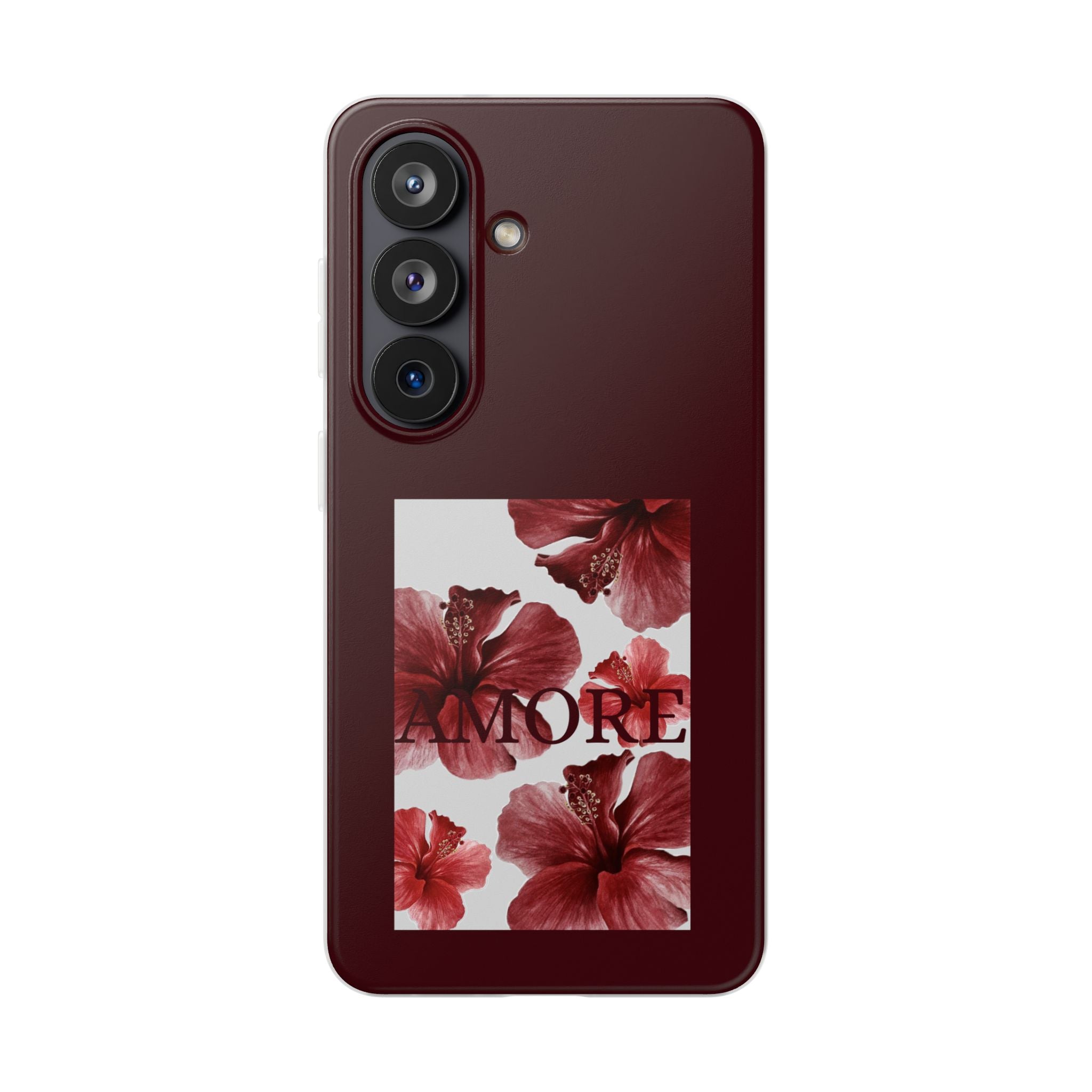 Floral Amore Phone Case — Burgundy Hibiscus Flexible Protection