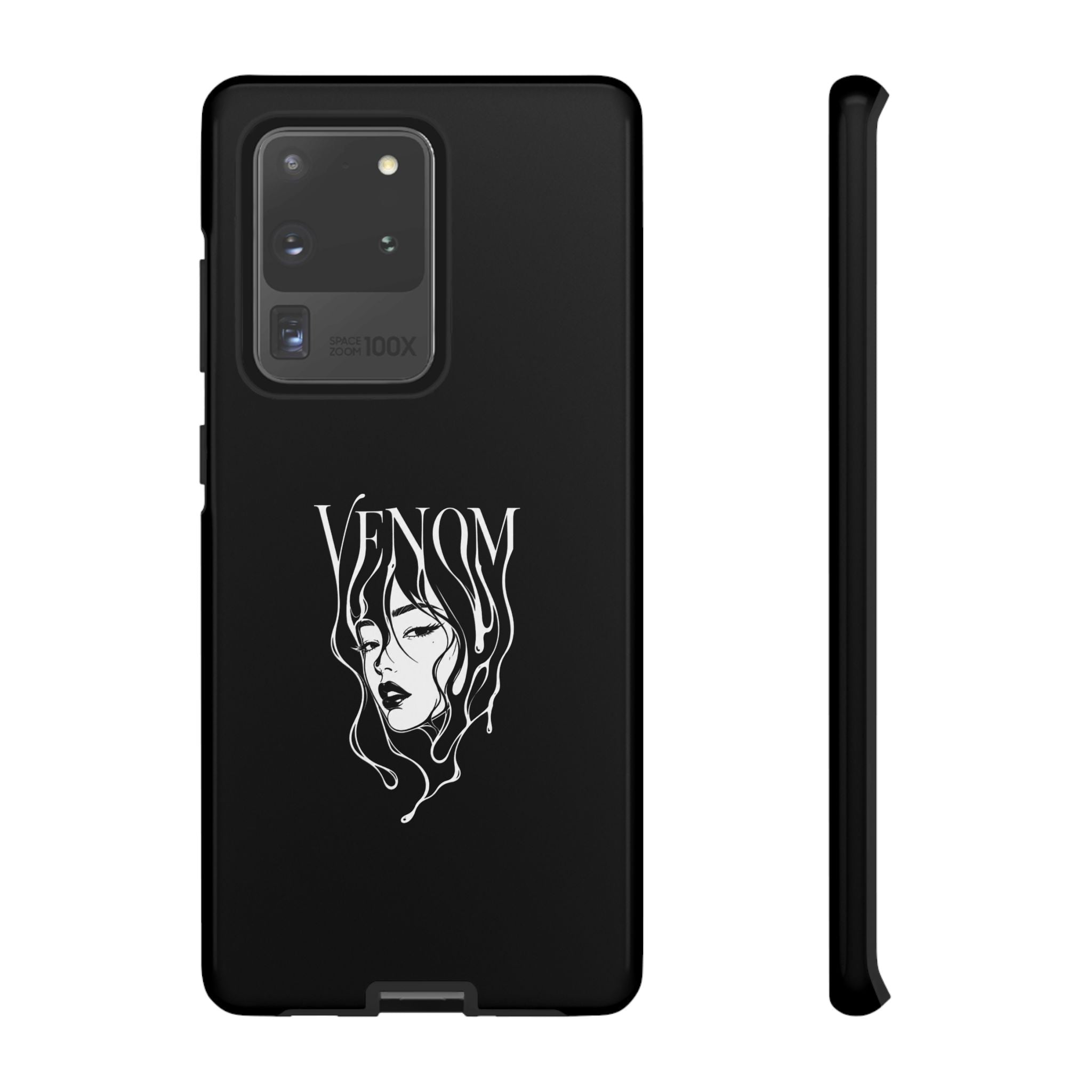 Venom Goth Phone Case — Black Protective Tough Case with Dark Femme Artwork
