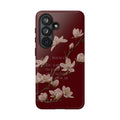 Floral Psalm Tough Phone Case — Burgundy Magnolia Branch with Psalm 139 Verse