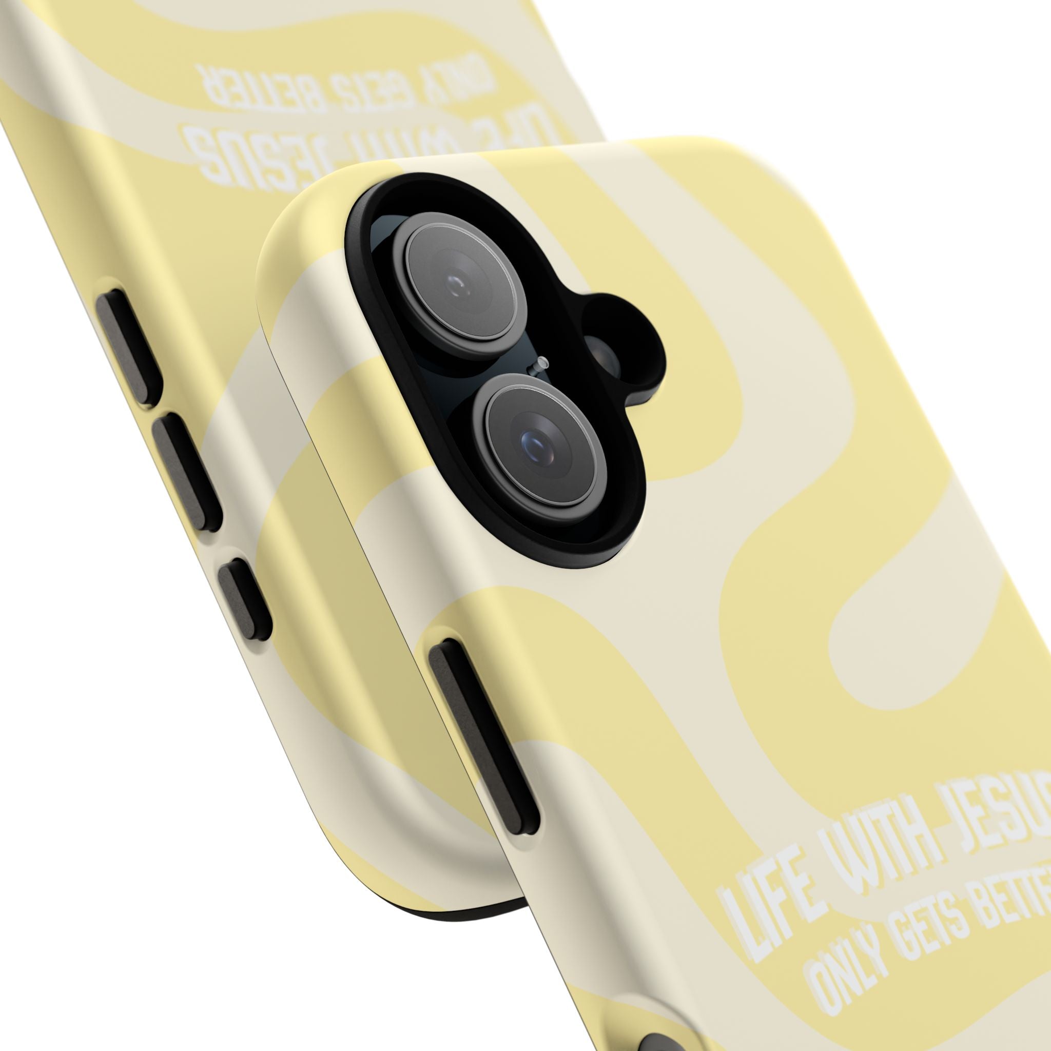 Yellow Swirl Phone Case - "Life With Jesus Only Gets Better" Christian iPhone Cover Tough Case