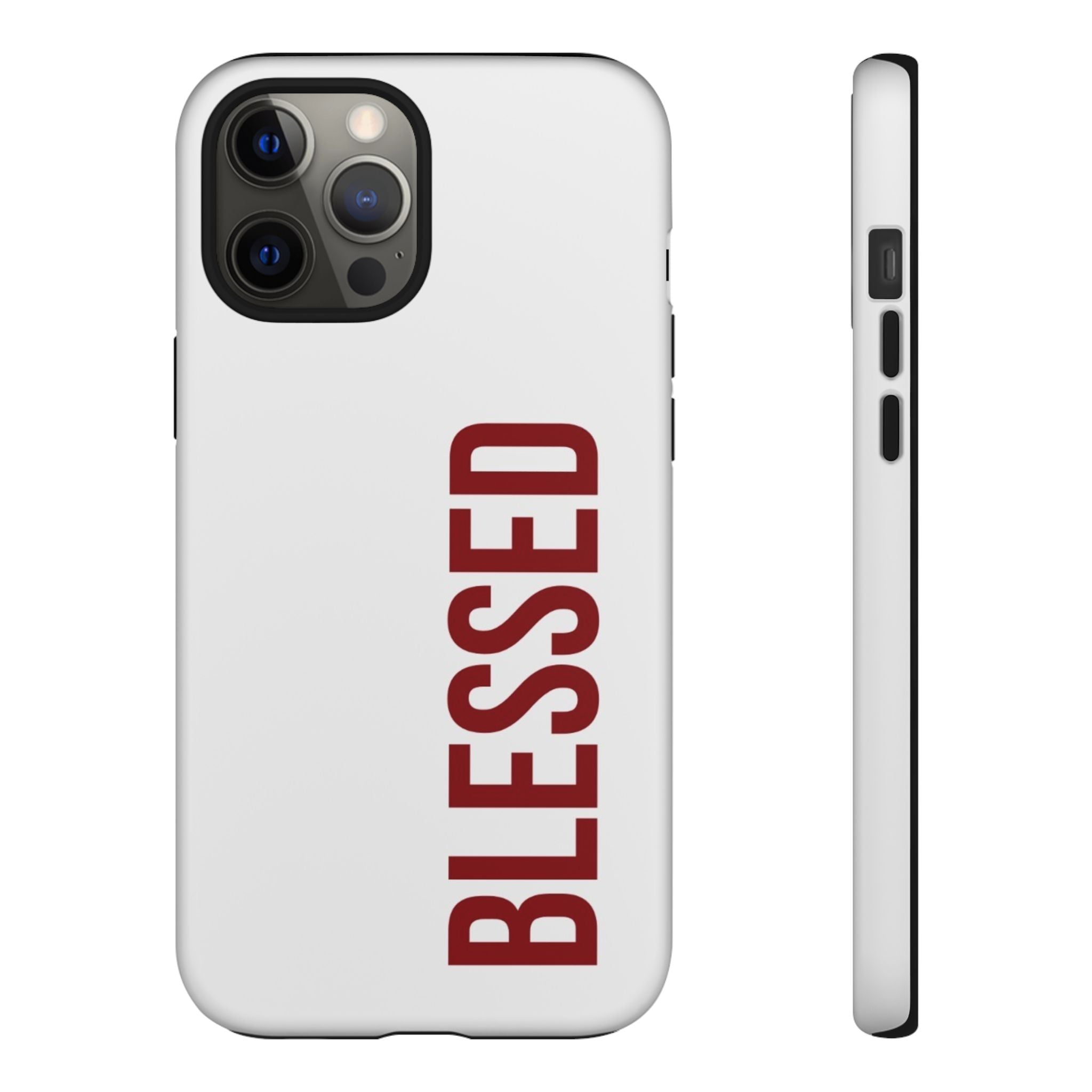 Blessed Vertical Phone Case — Protective Slim iPhone Cover with Red 'BLESSED' Text