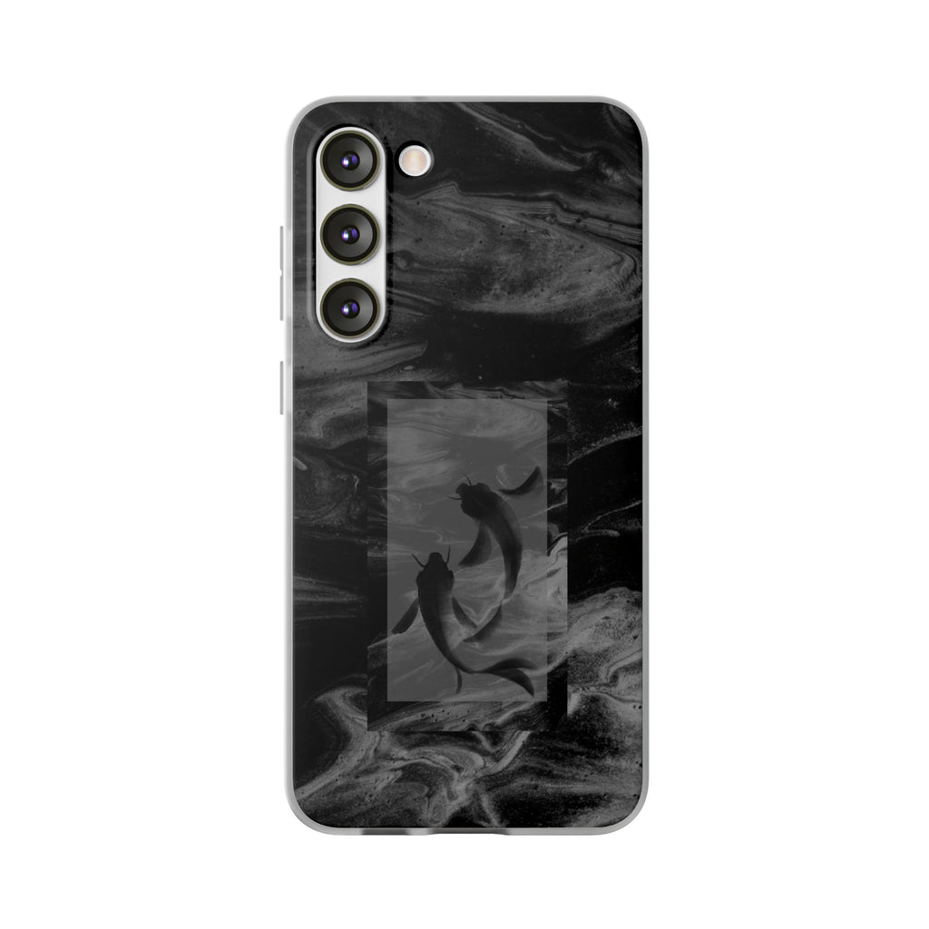 Black Koi Phone Case — Minimalist Monochrome Fish Design