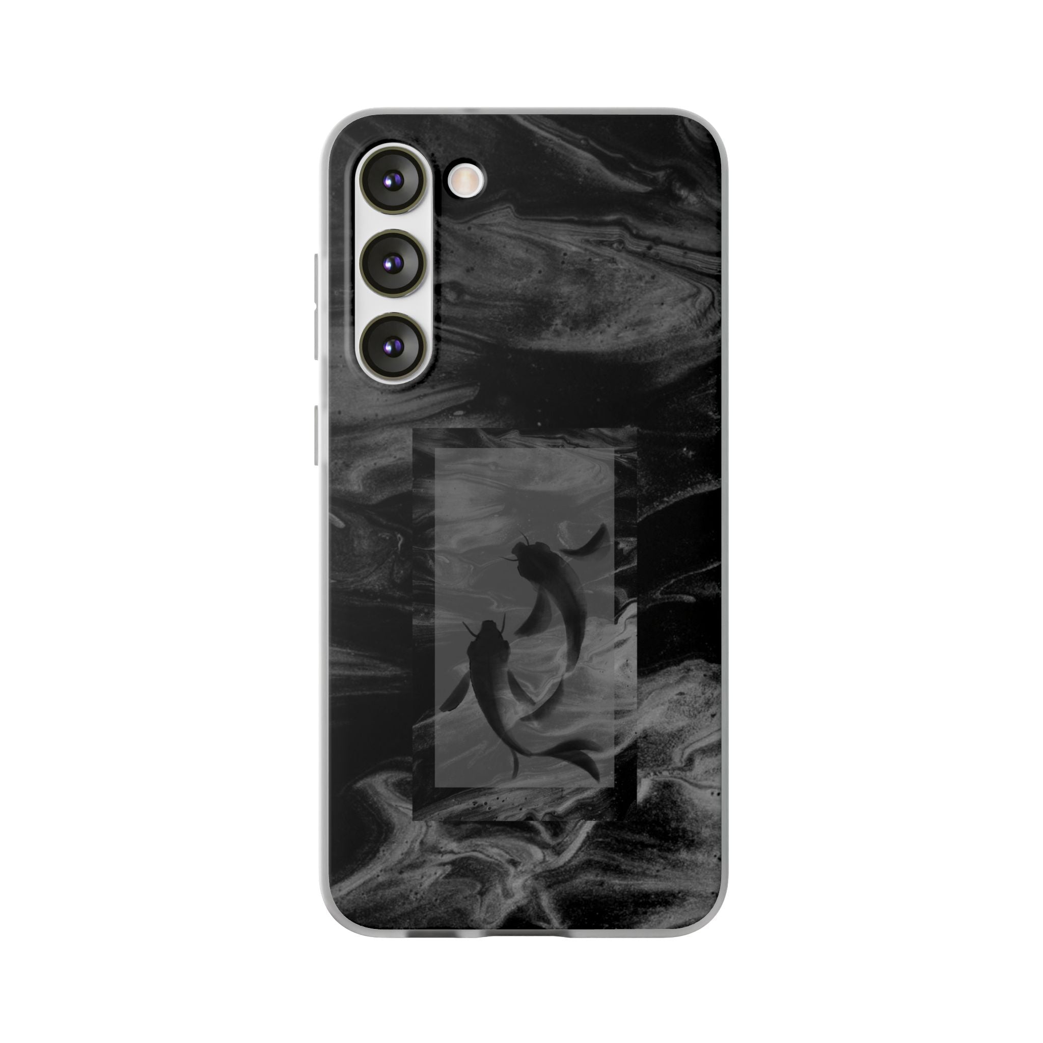 Black Koi Phone Case — Minimalist Monochrome Fish Design