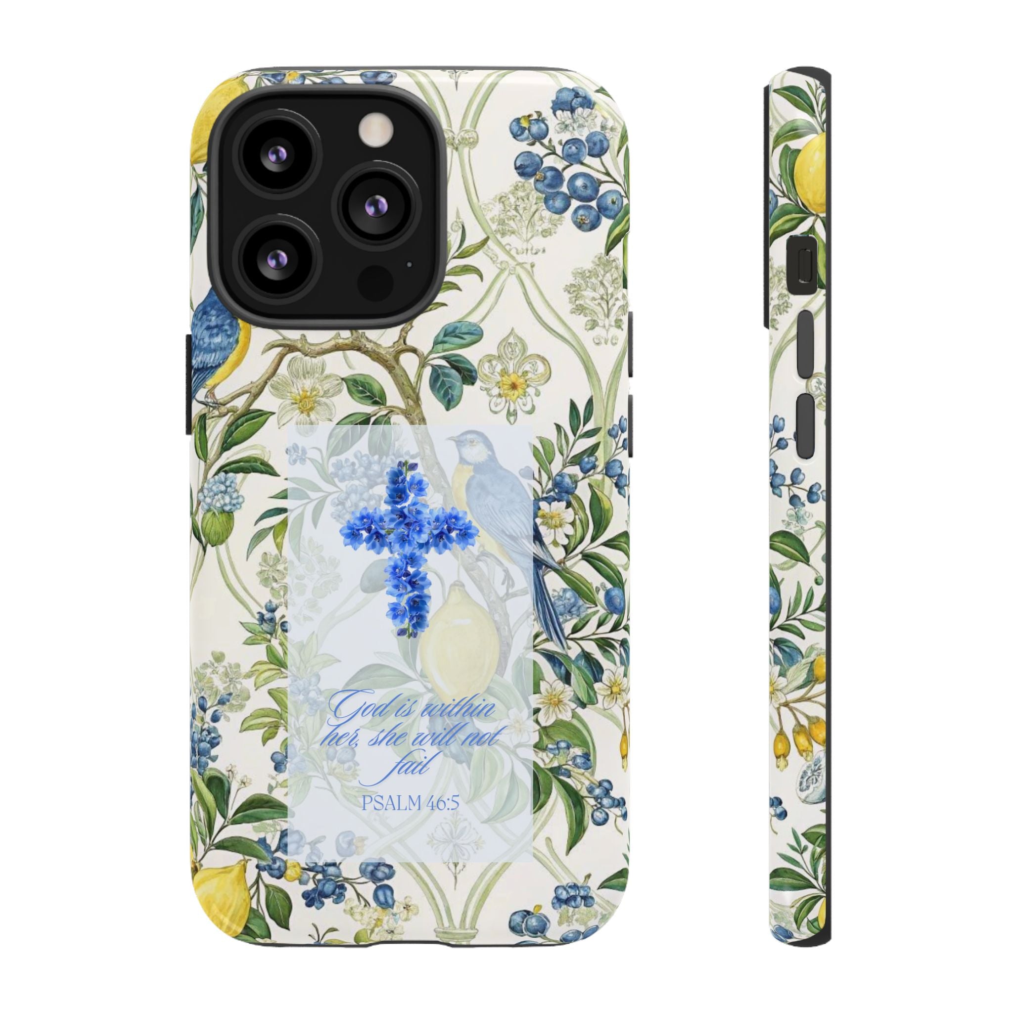 Floral Cross Tough Phone Case — Psalms Blessing Protective Cover