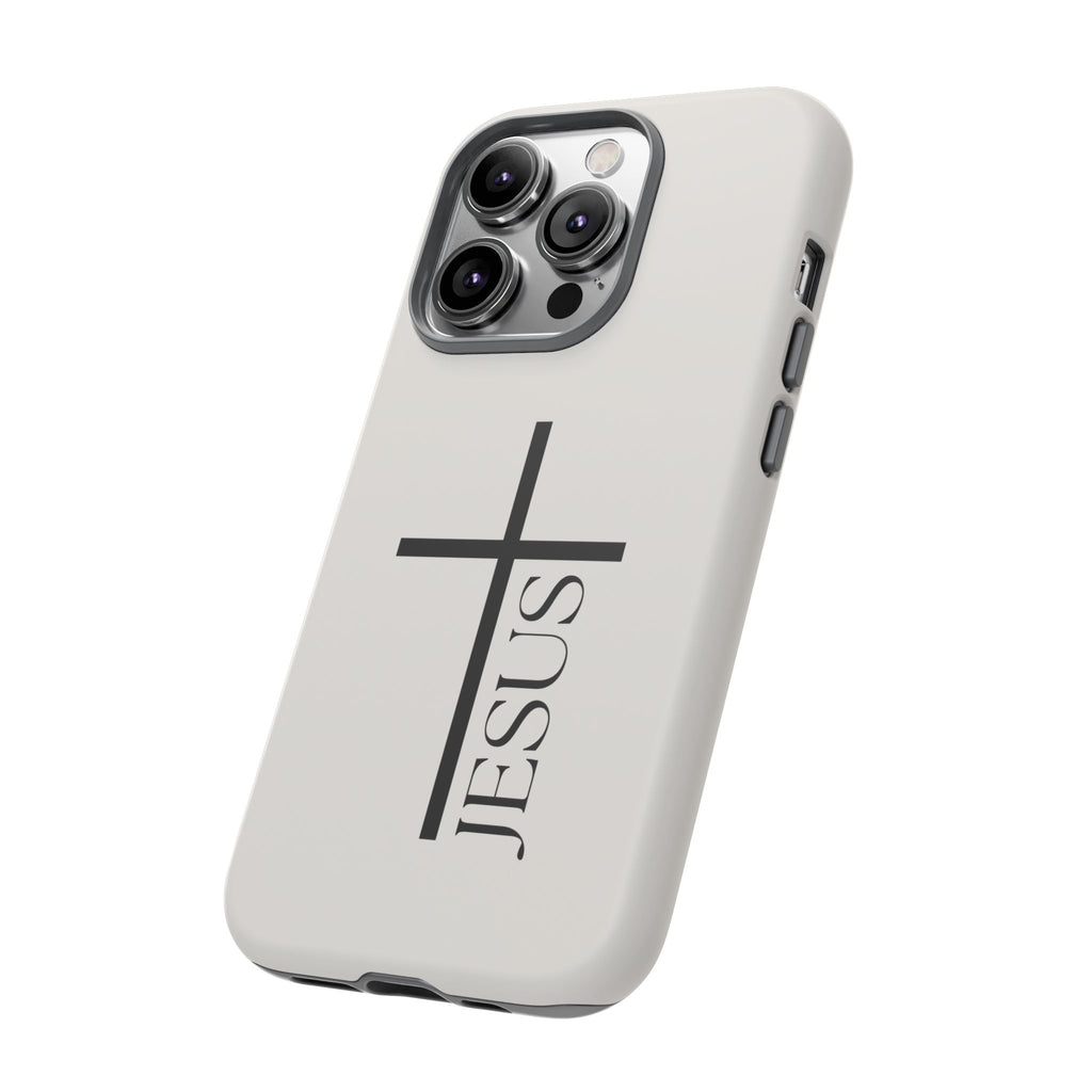 Christian Cross Phone Case - JESUS Vertical Minimalist iPhone Cover