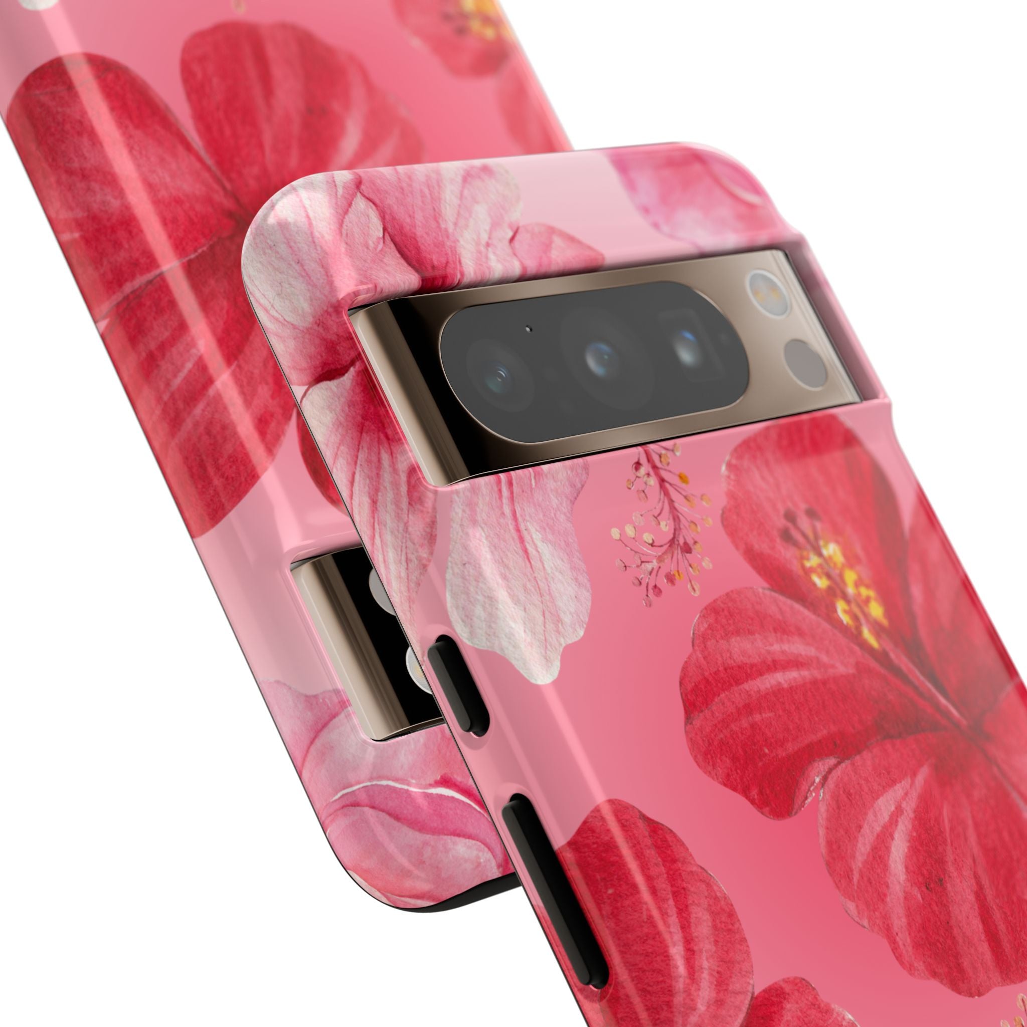 Hibiscus Pink Tough Phone Case — Floral Tropical Protective Cover